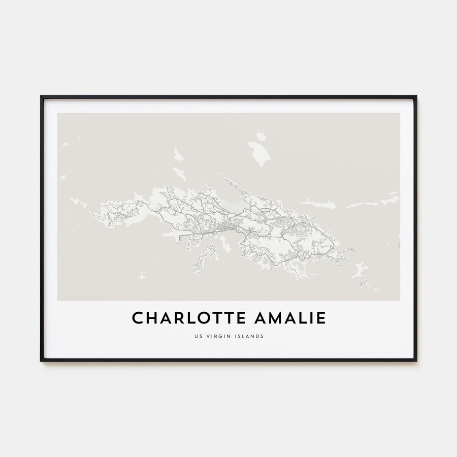 Charlotte Amalie Map Landscape Poster