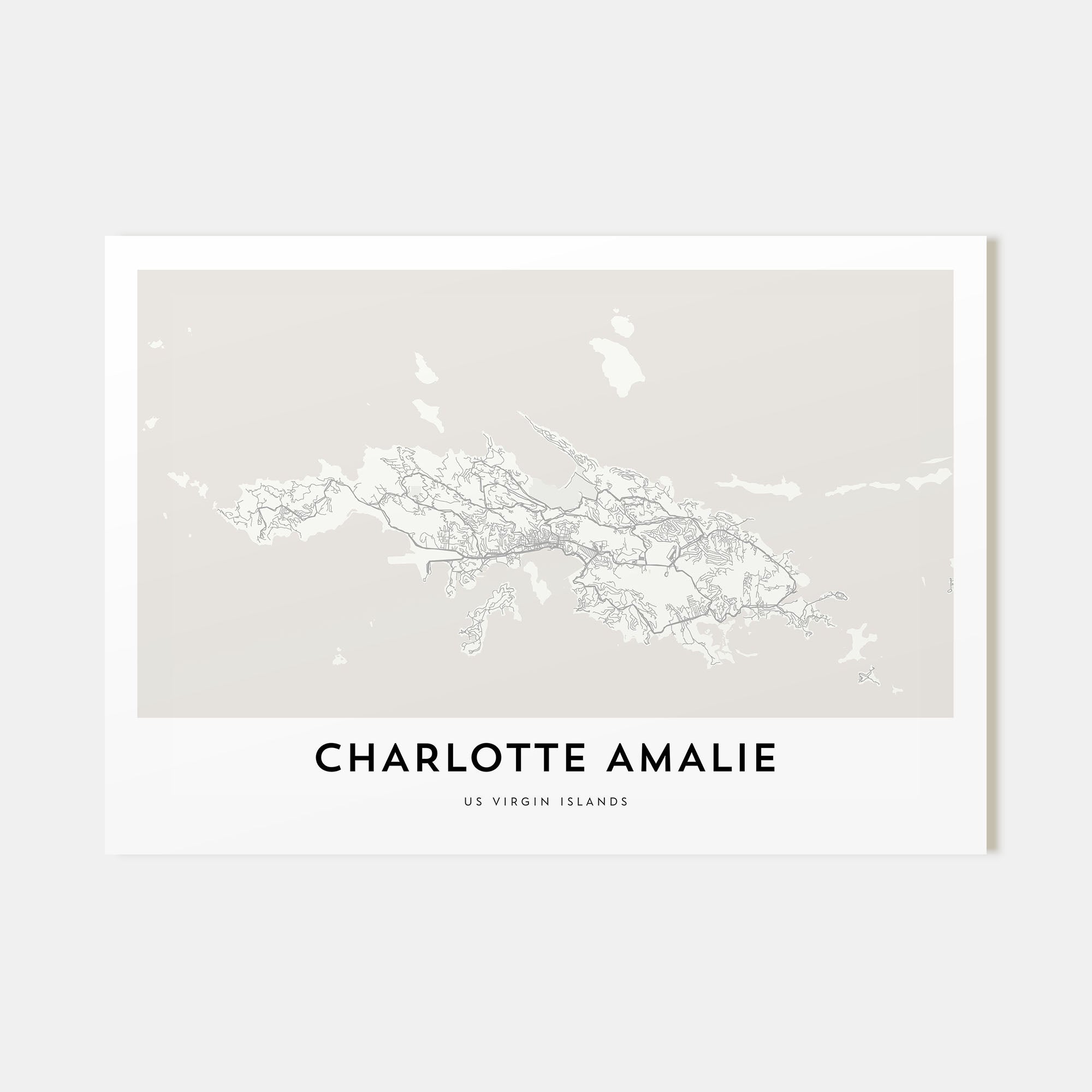 Charlotte Amalie Map Landscape Poster