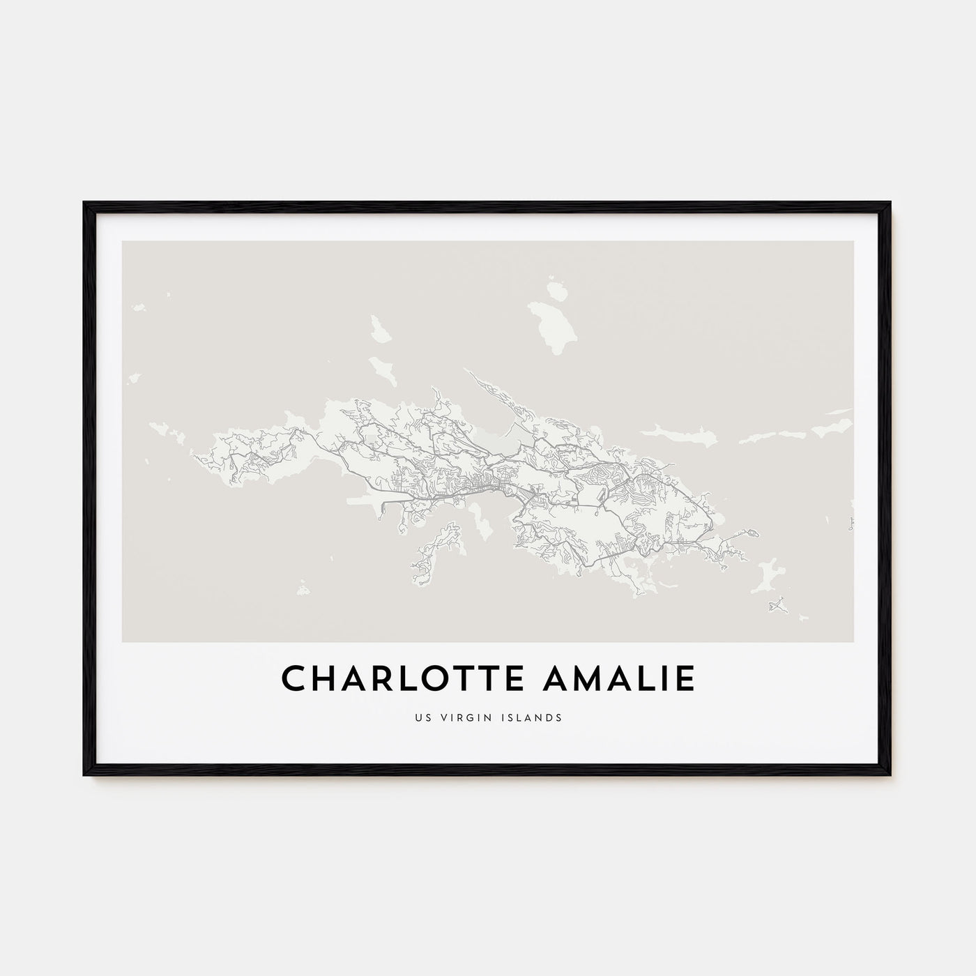 Charlotte Amalie Map Landscape Poster