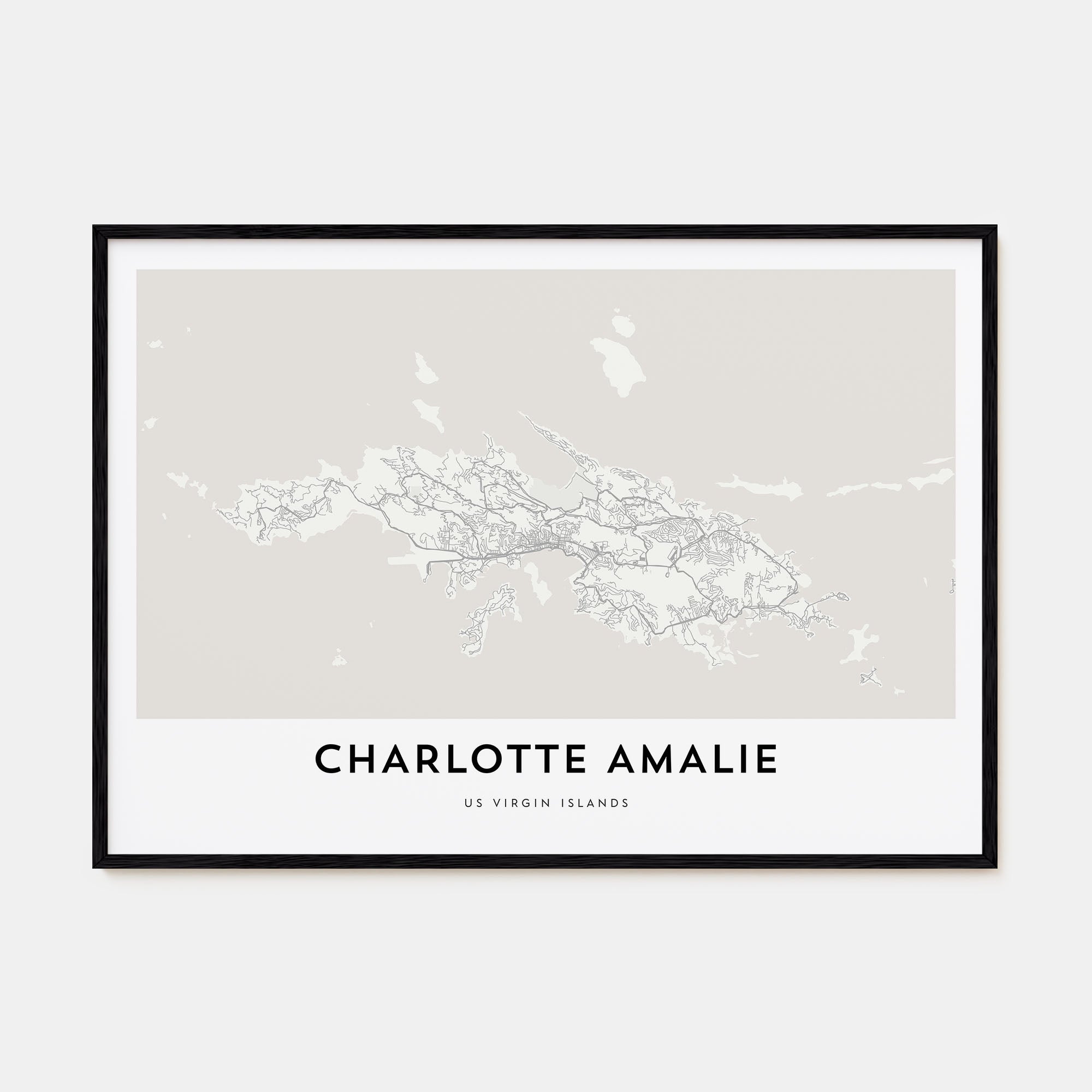 Charlotte Amalie Map Landscape Poster