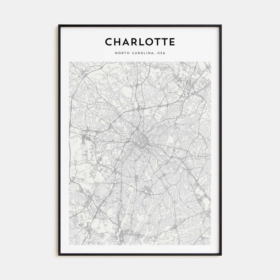 Charlotte Map Portrait Poster