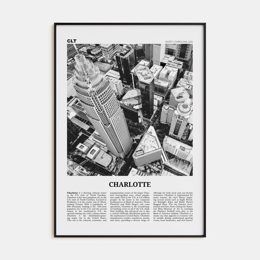 Charlotte Travel B&W No 1 Poster