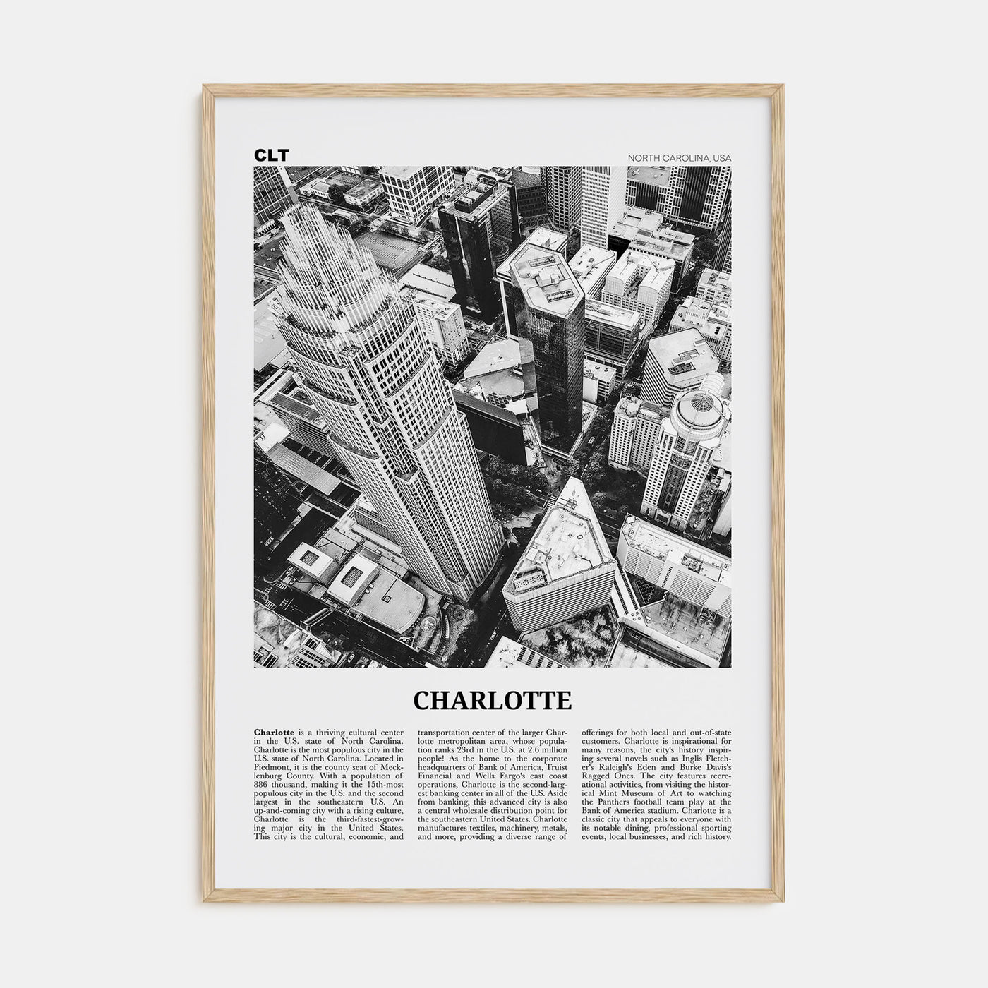 Charlotte Travel B&W No 1 Poster