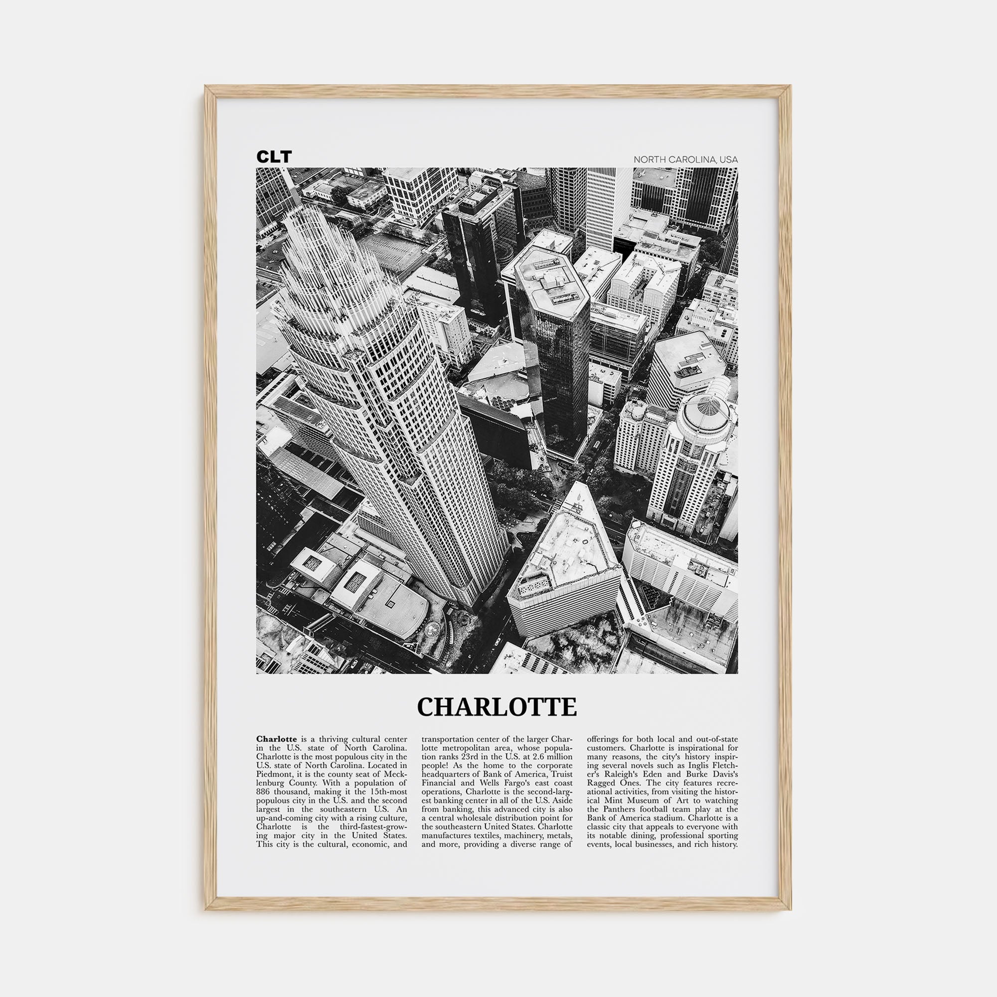 Charlotte Travel B&W No 1 Poster