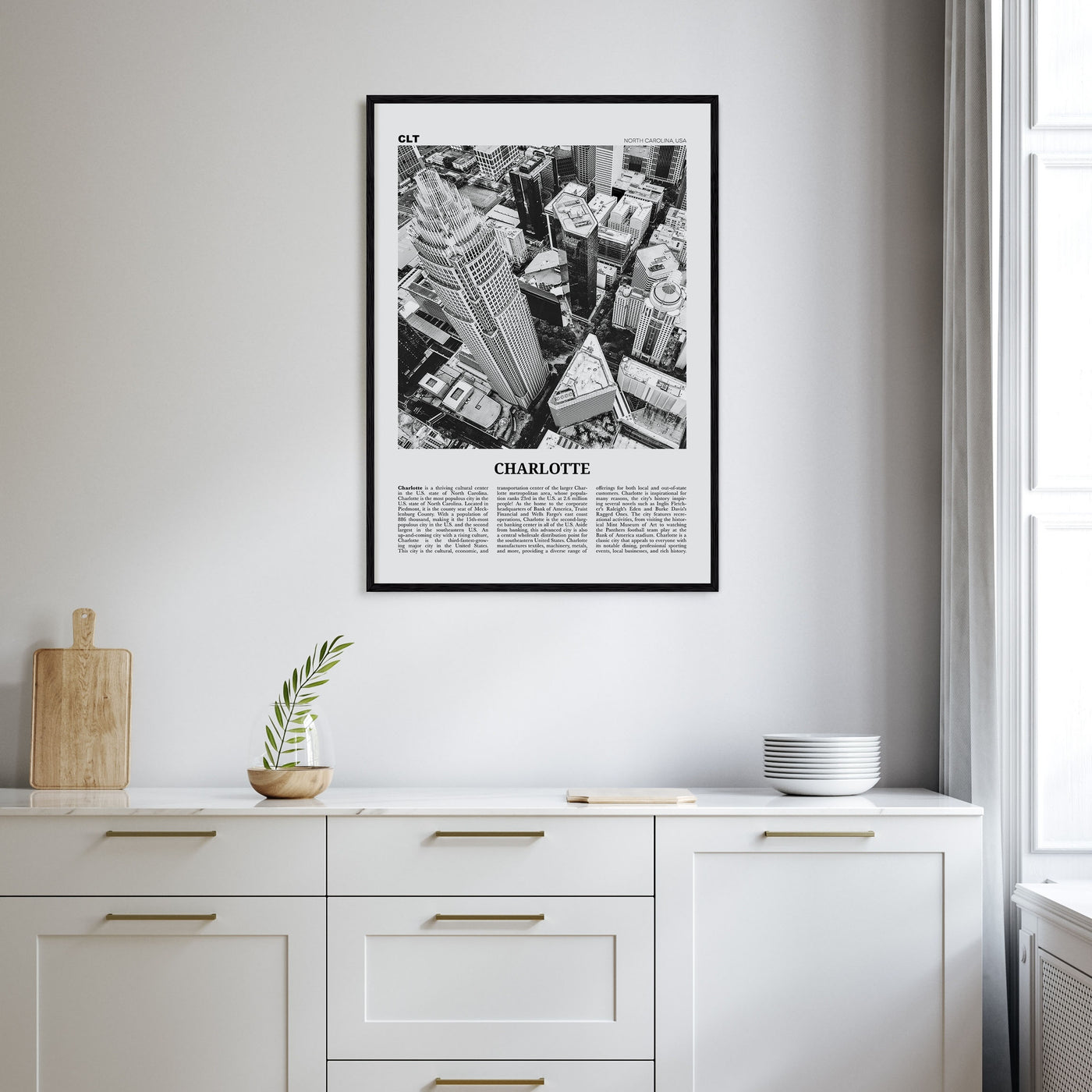 Charlotte Travel B&W No 1 Poster