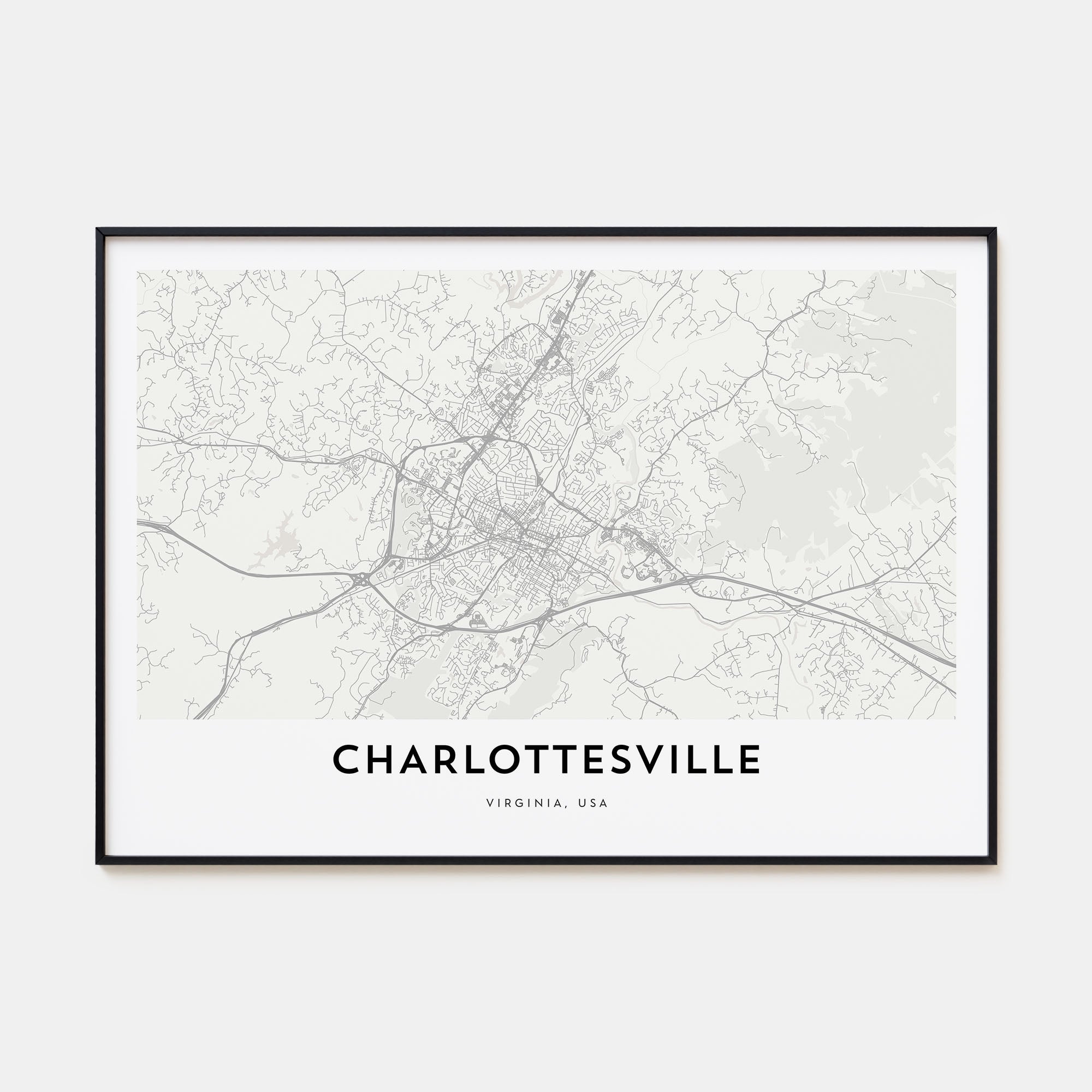 Charlottesville Map Landscape Poster