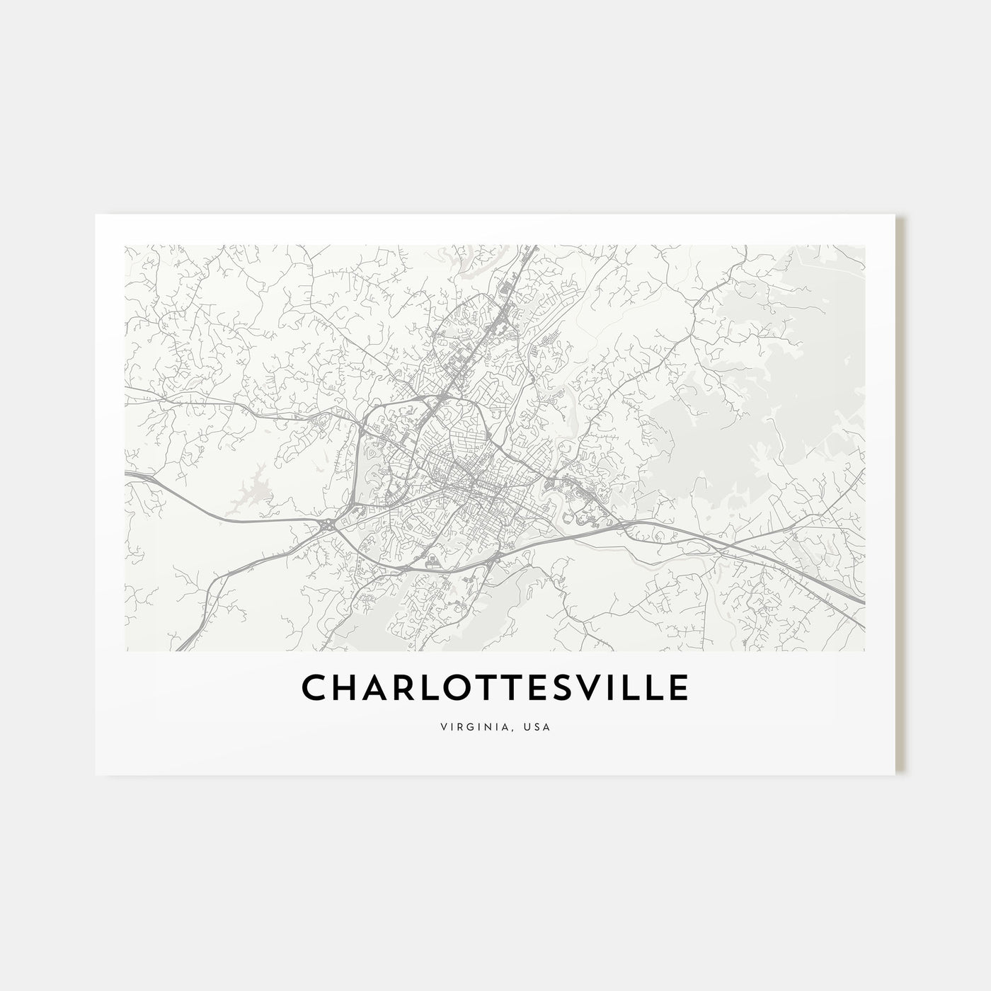 Charlottesville Map Landscape Poster
