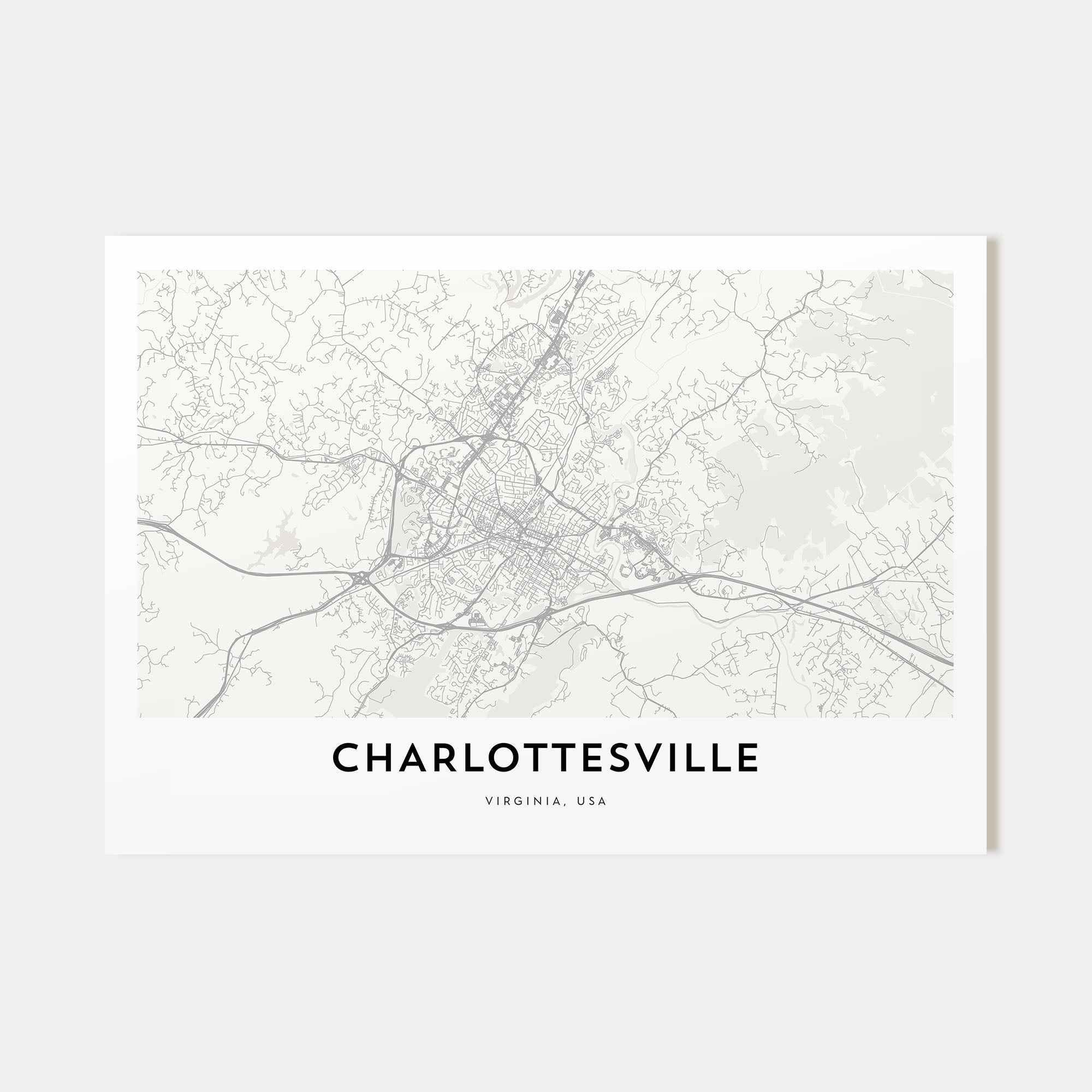 Charlottesville Map Landscape Poster