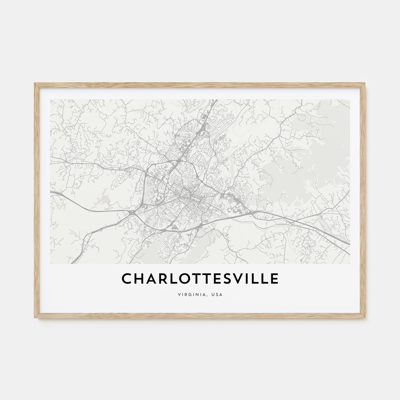 Charlottesville Map Landscape Poster