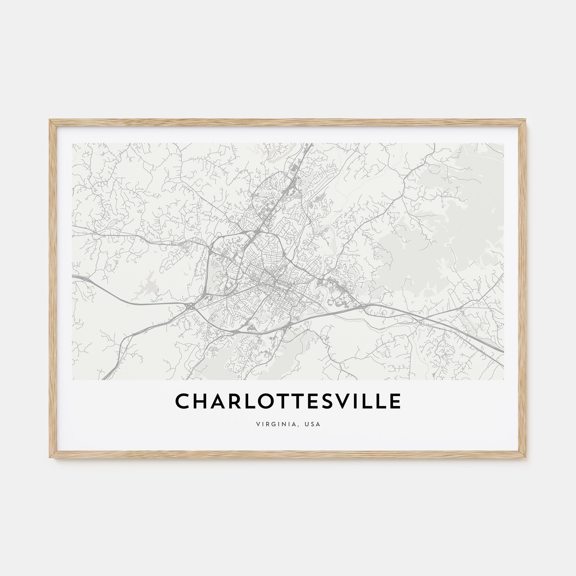 Charlottesville Map Landscape Poster