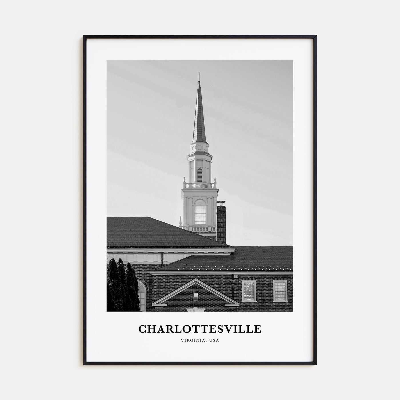 Charlottesville Portrait B&W Poster