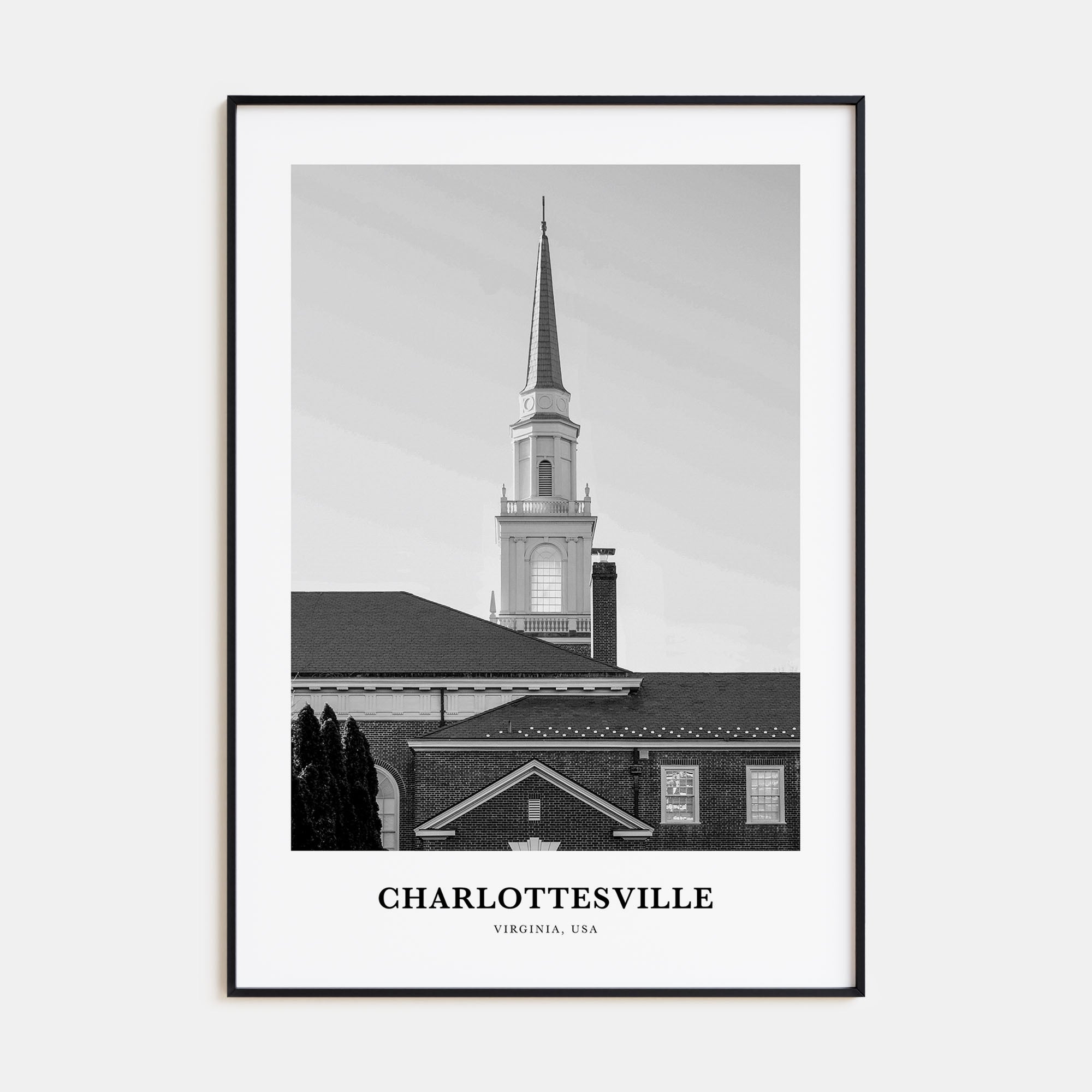 Charlottesville Portrait B&W Poster