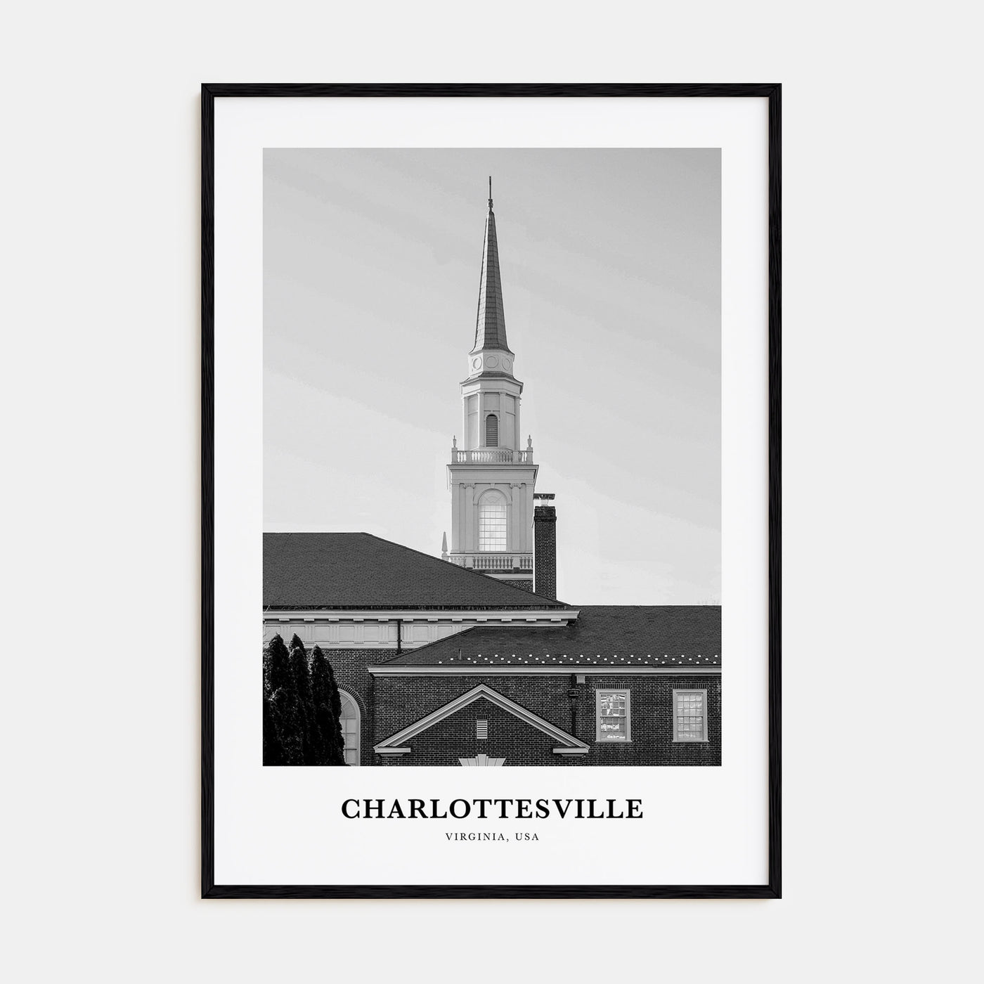 Charlottesville Portrait B&W Poster