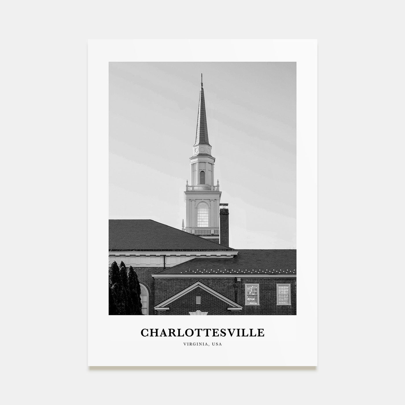 Charlottesville Portrait B&W Poster