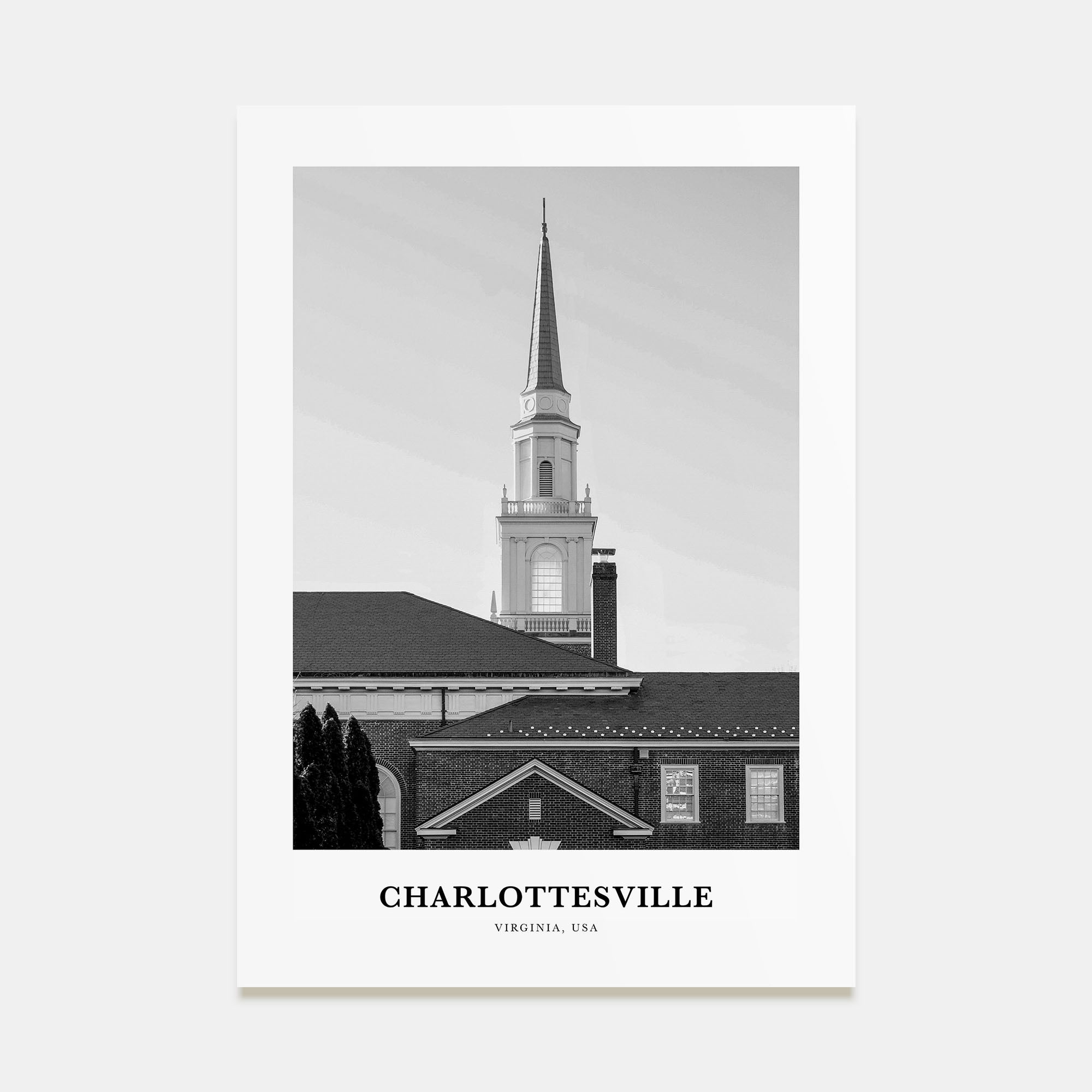 Charlottesville Portrait B&W Poster