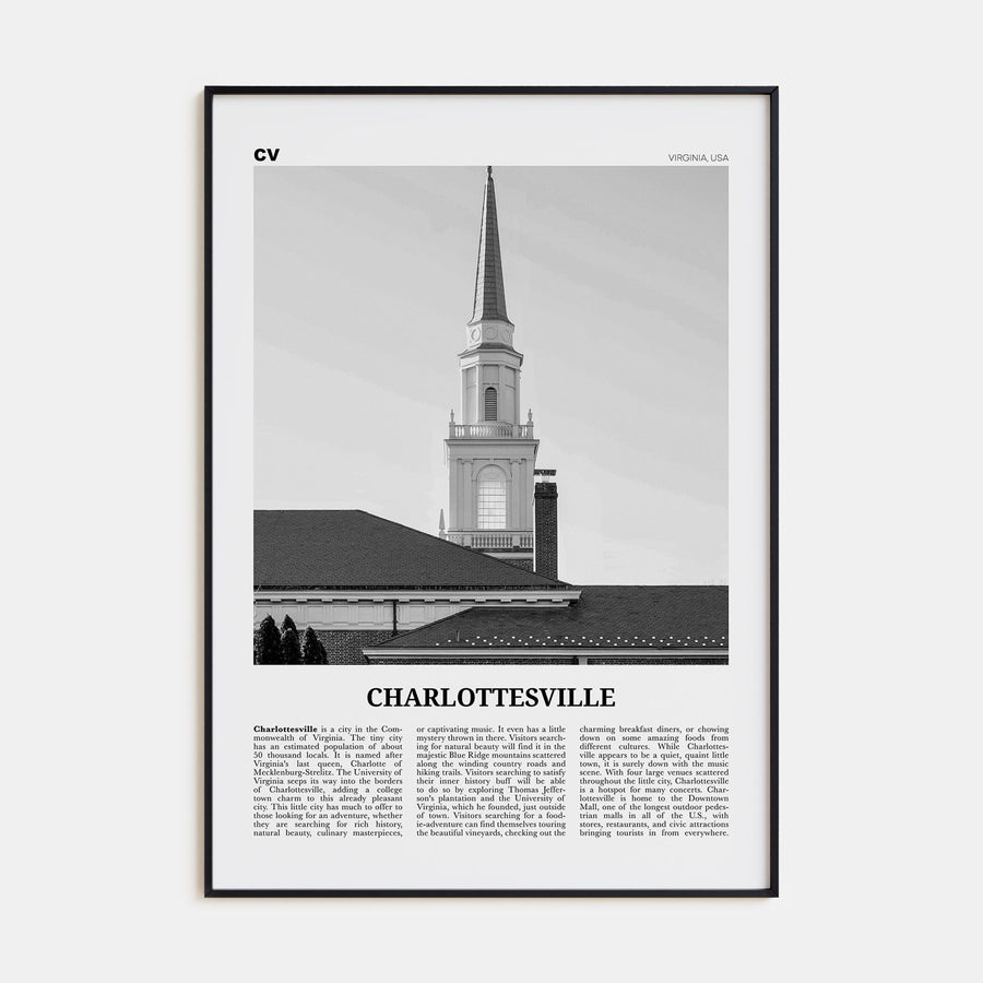 Charlottesville Travel B&W No 1 Poster