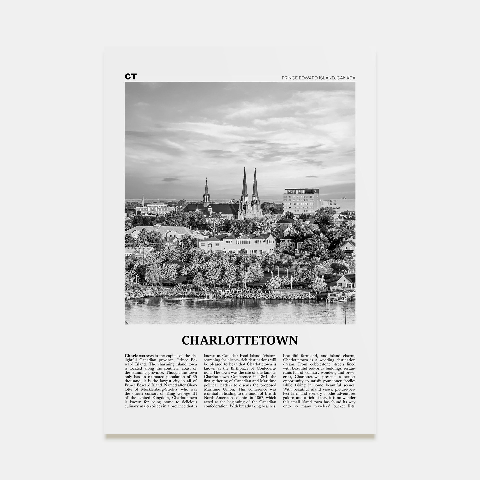 Charlottetown Travel B&W Poster