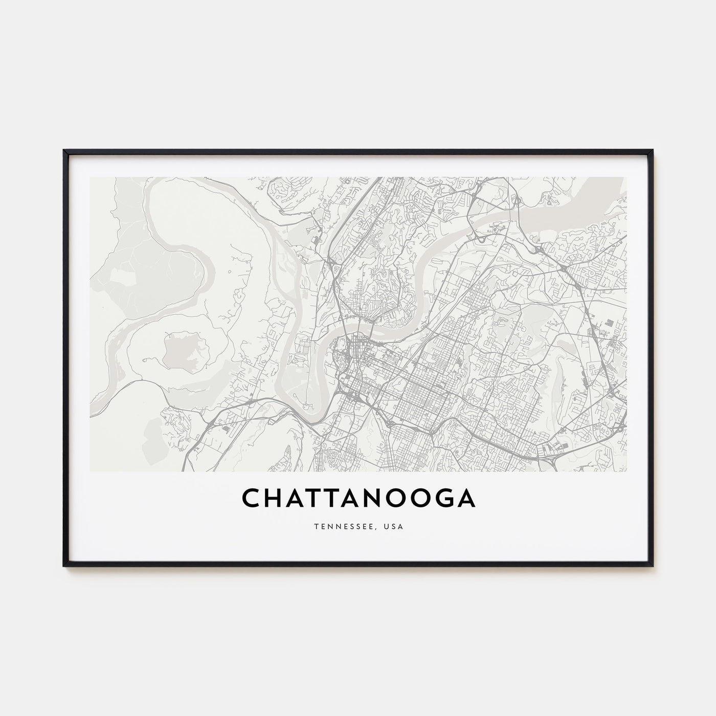 Chattanooga Map Landscape Poster