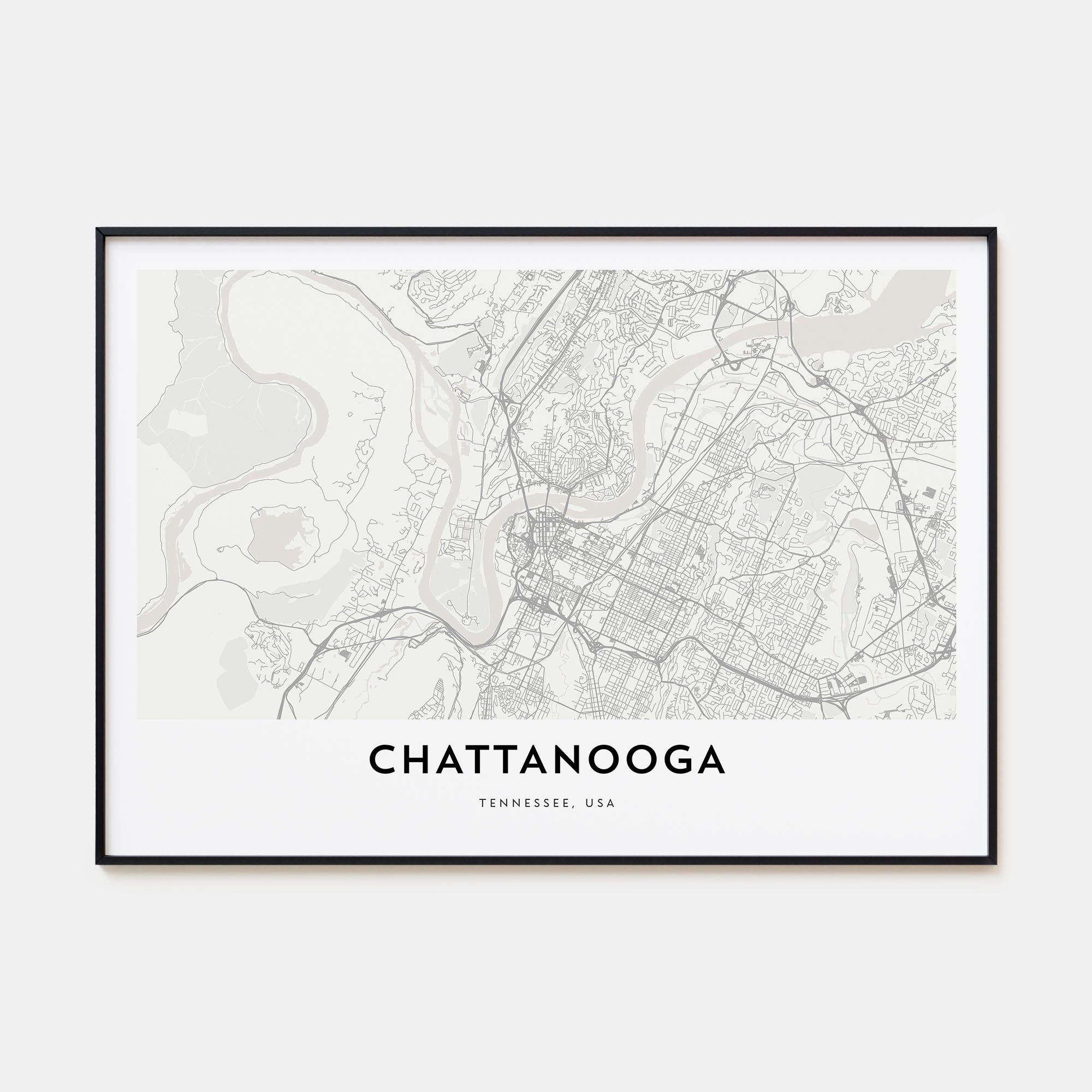 Chattanooga Map Landscape Poster
