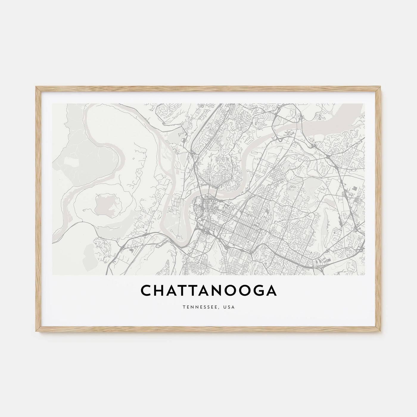 Chattanooga Map Landscape Poster