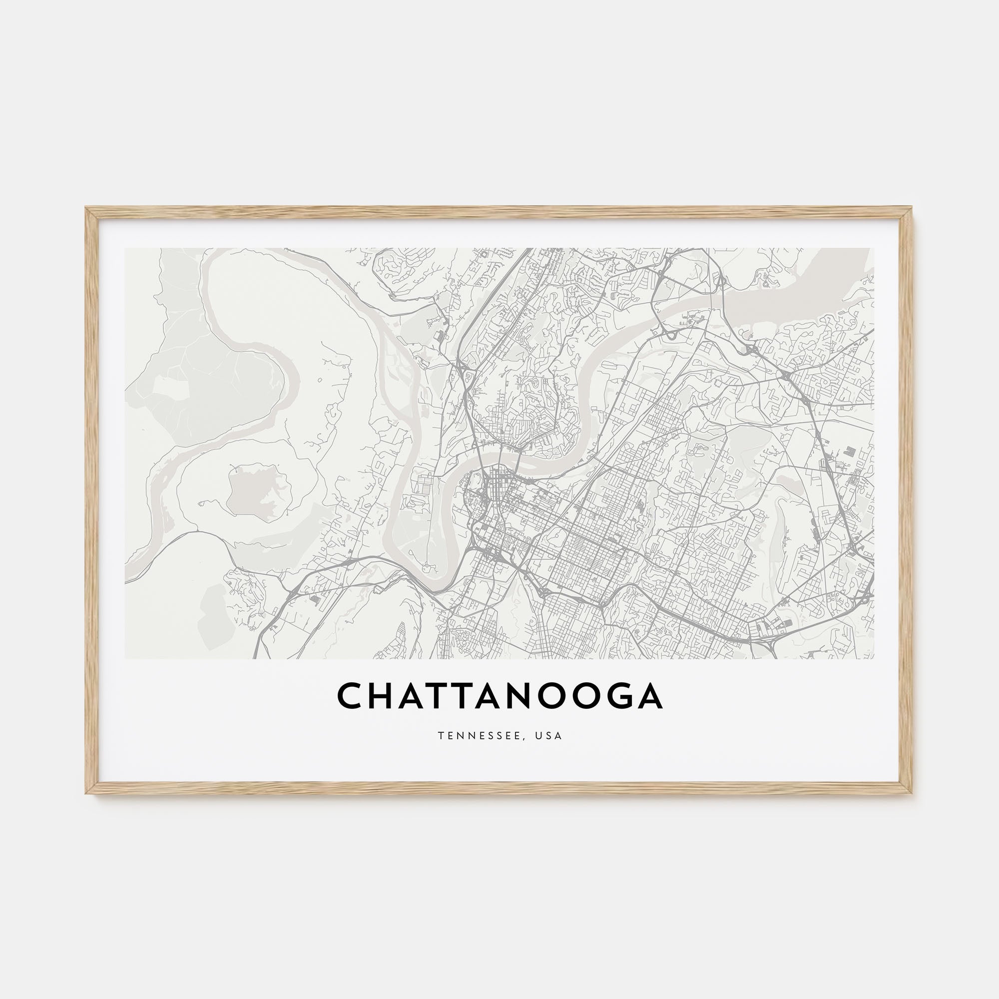 Chattanooga Map Landscape Poster