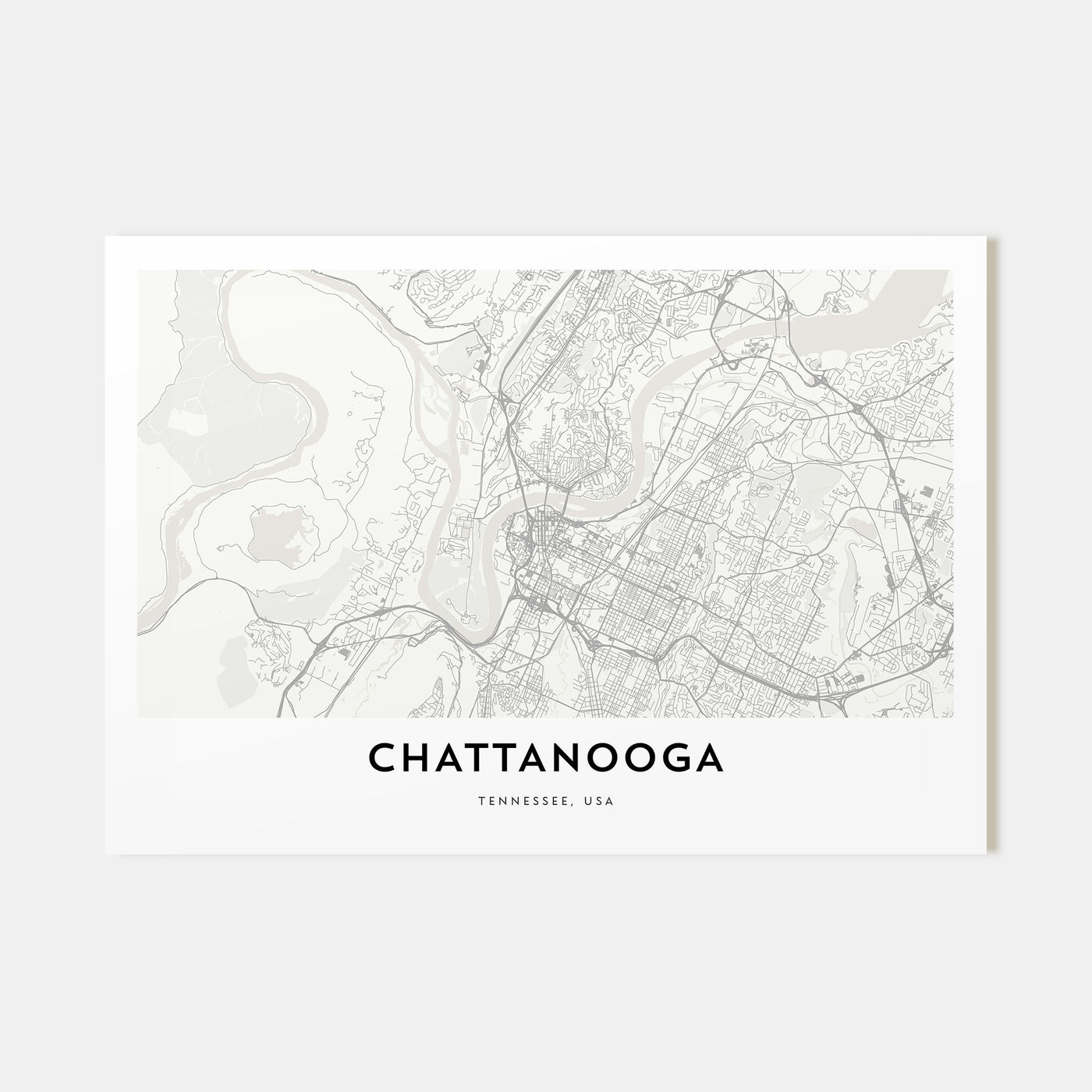 Chattanooga Map Landscape Poster