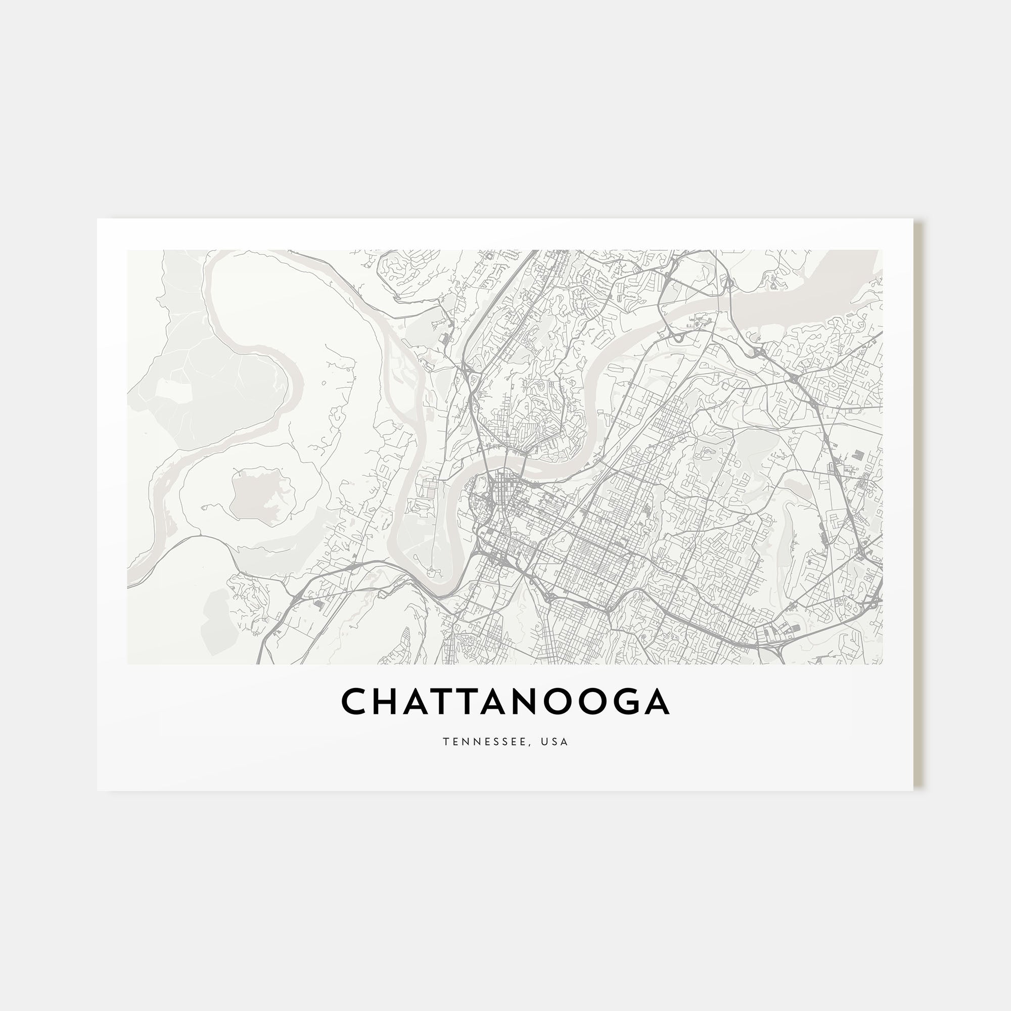 Chattanooga Map Landscape Poster