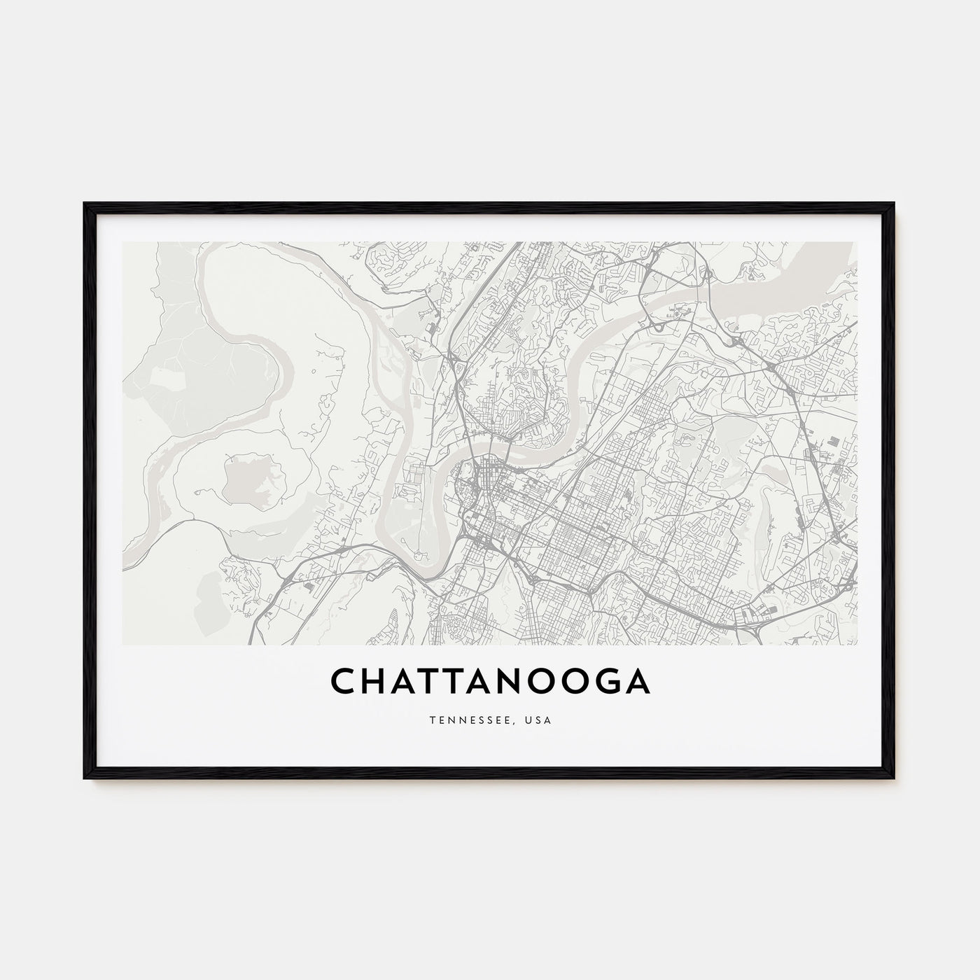 Chattanooga Map Landscape Poster