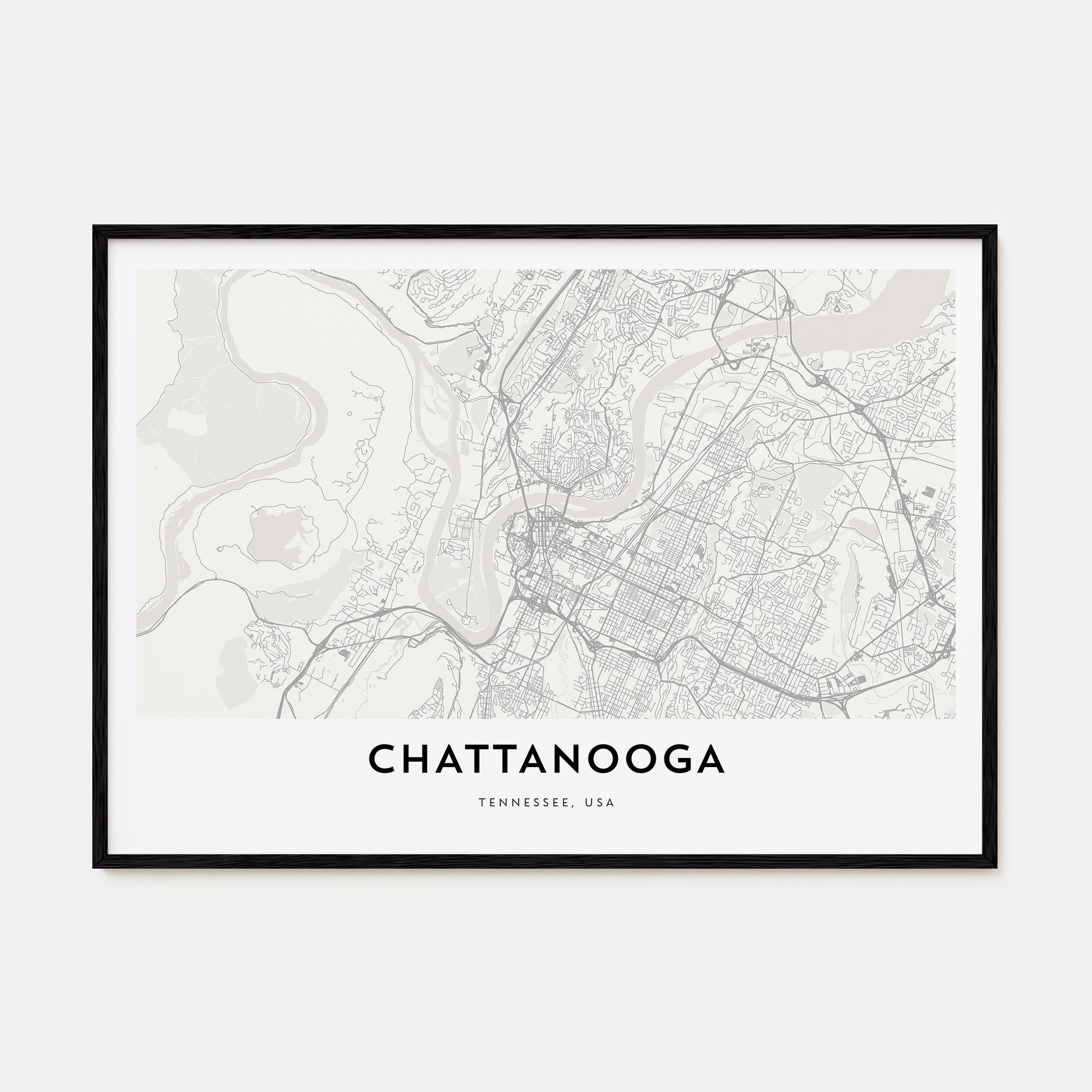 Chattanooga Map Landscape Poster
