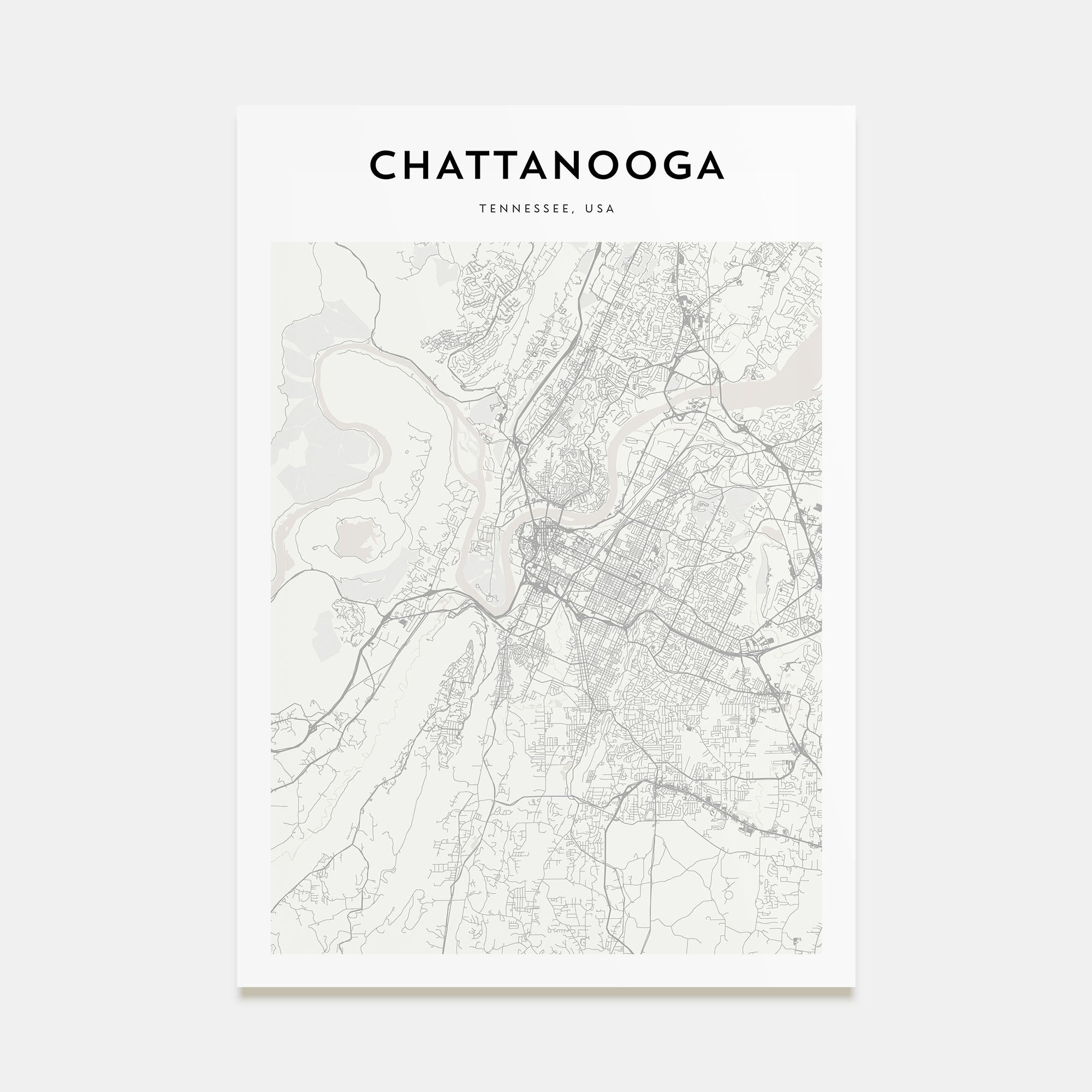 Chattanooga Map Portrait Poster