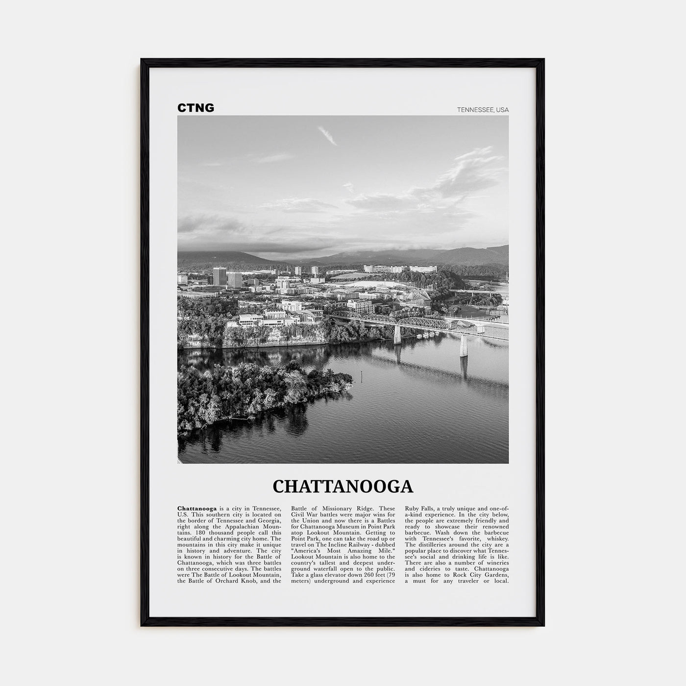 Chattanooga Travel B&W No 1 Poster