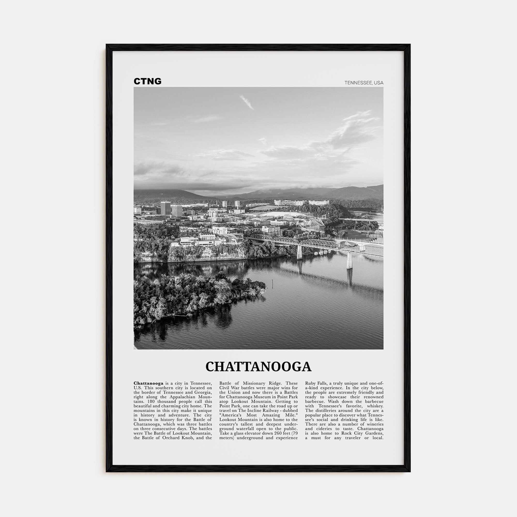 Chattanooga Travel B&W No 1 Poster