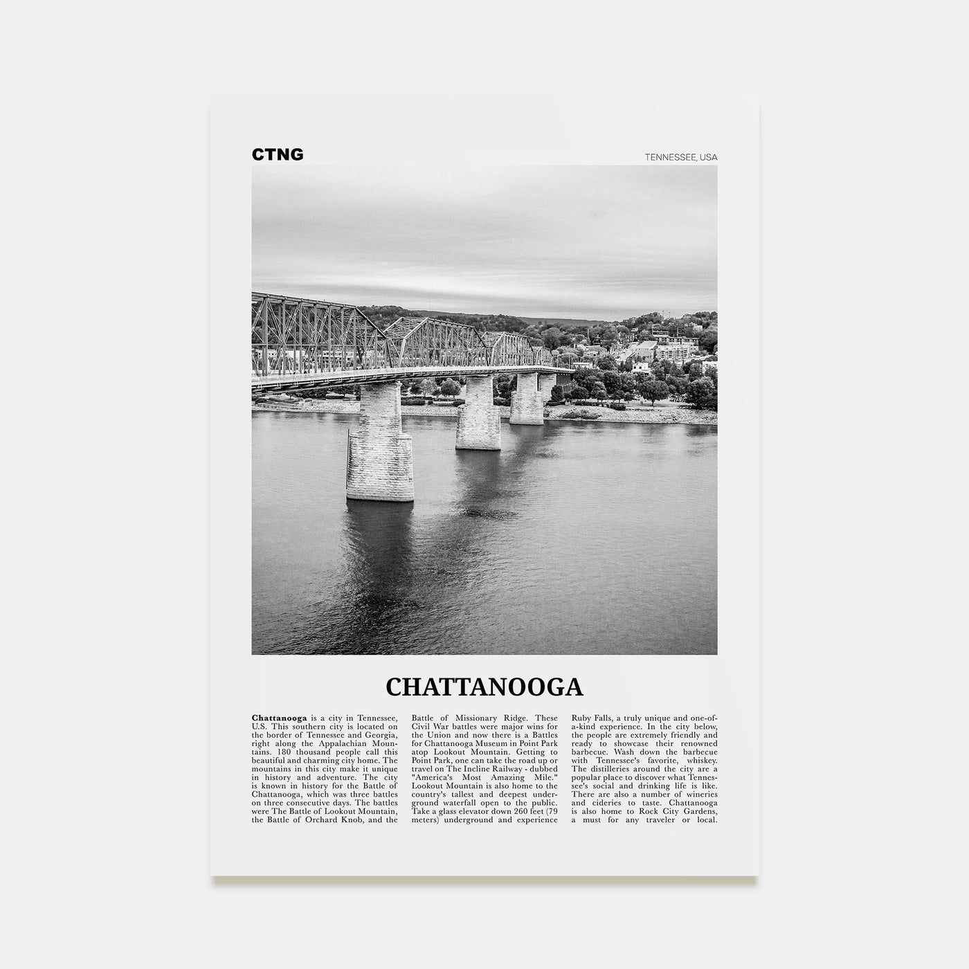 Chattanooga Travel B&W No 2 Poster