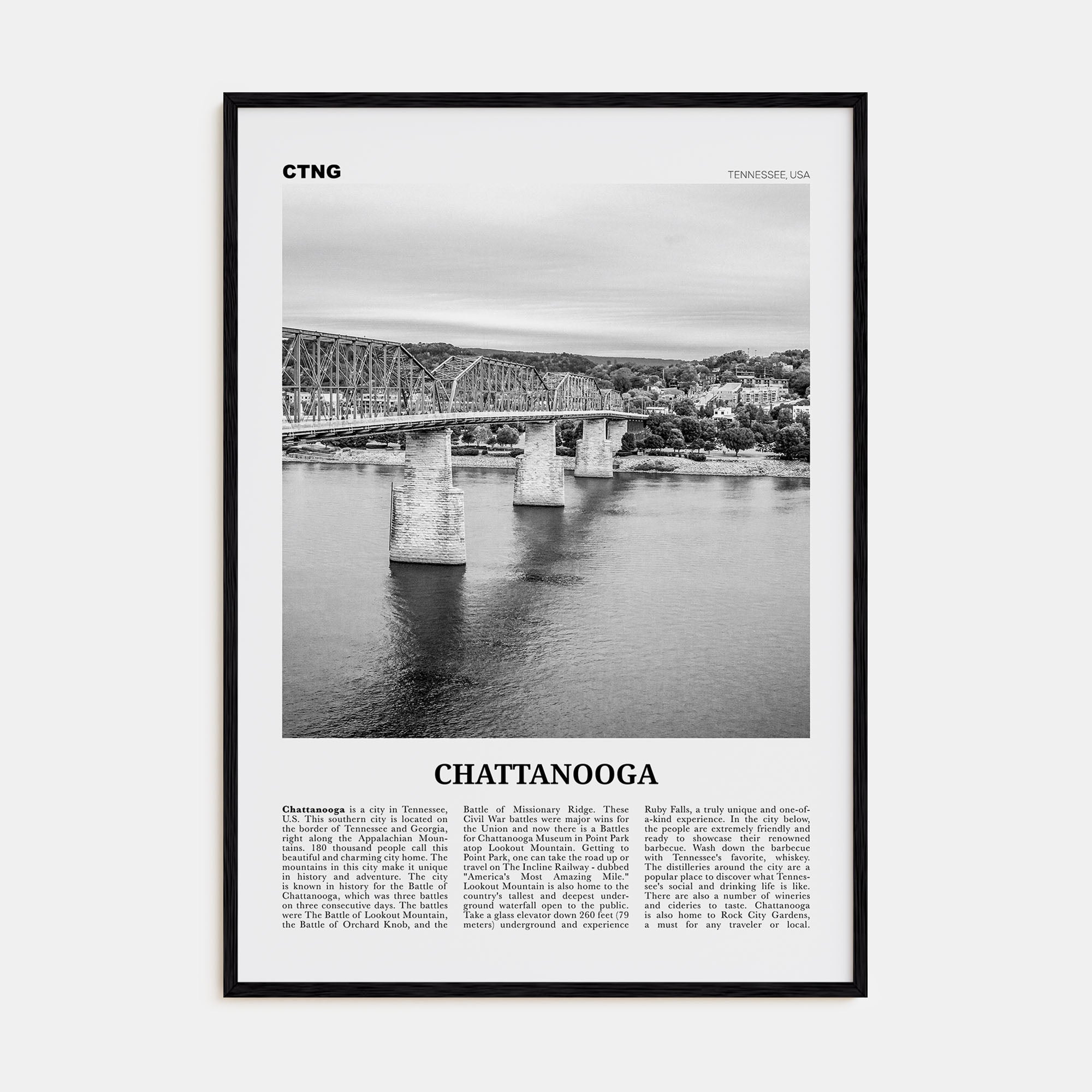 Chattanooga Travel B&W No 2 Poster