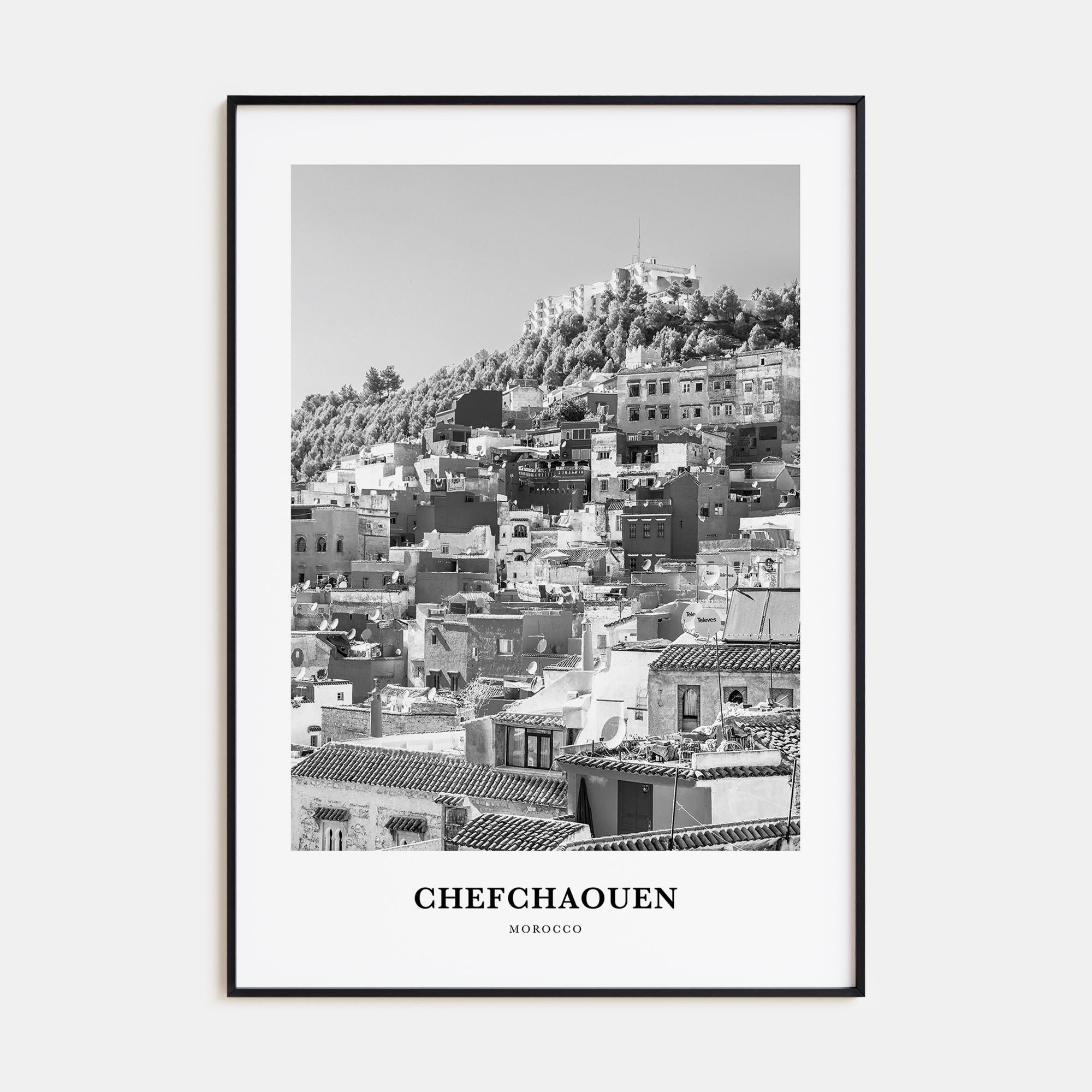 Chefchaouen Portrait B&W Poster