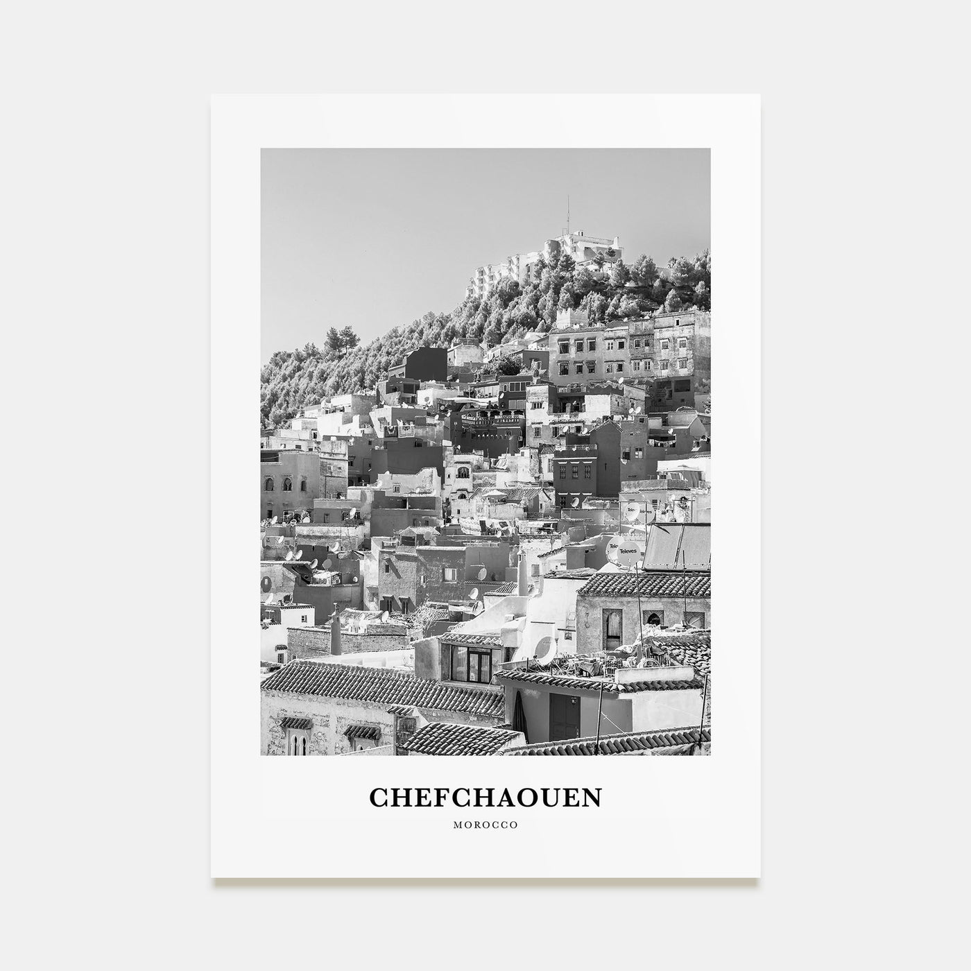 Chefchaouen Portrait B&W Poster