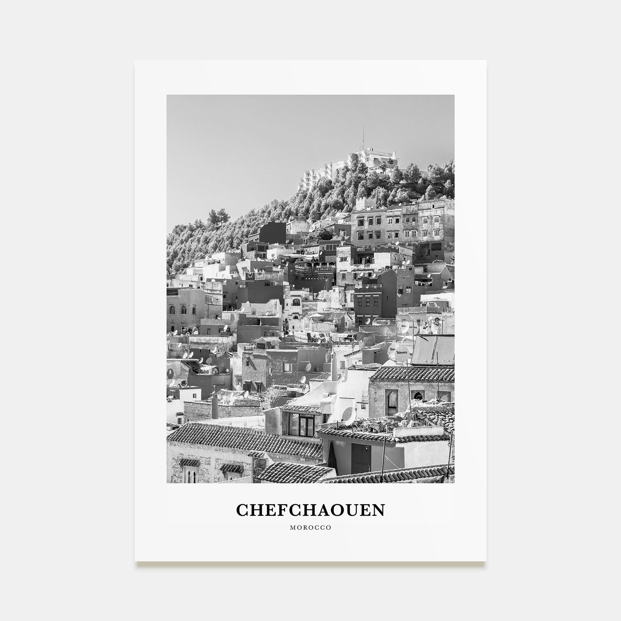 Chefchaouen Portrait B&W Poster