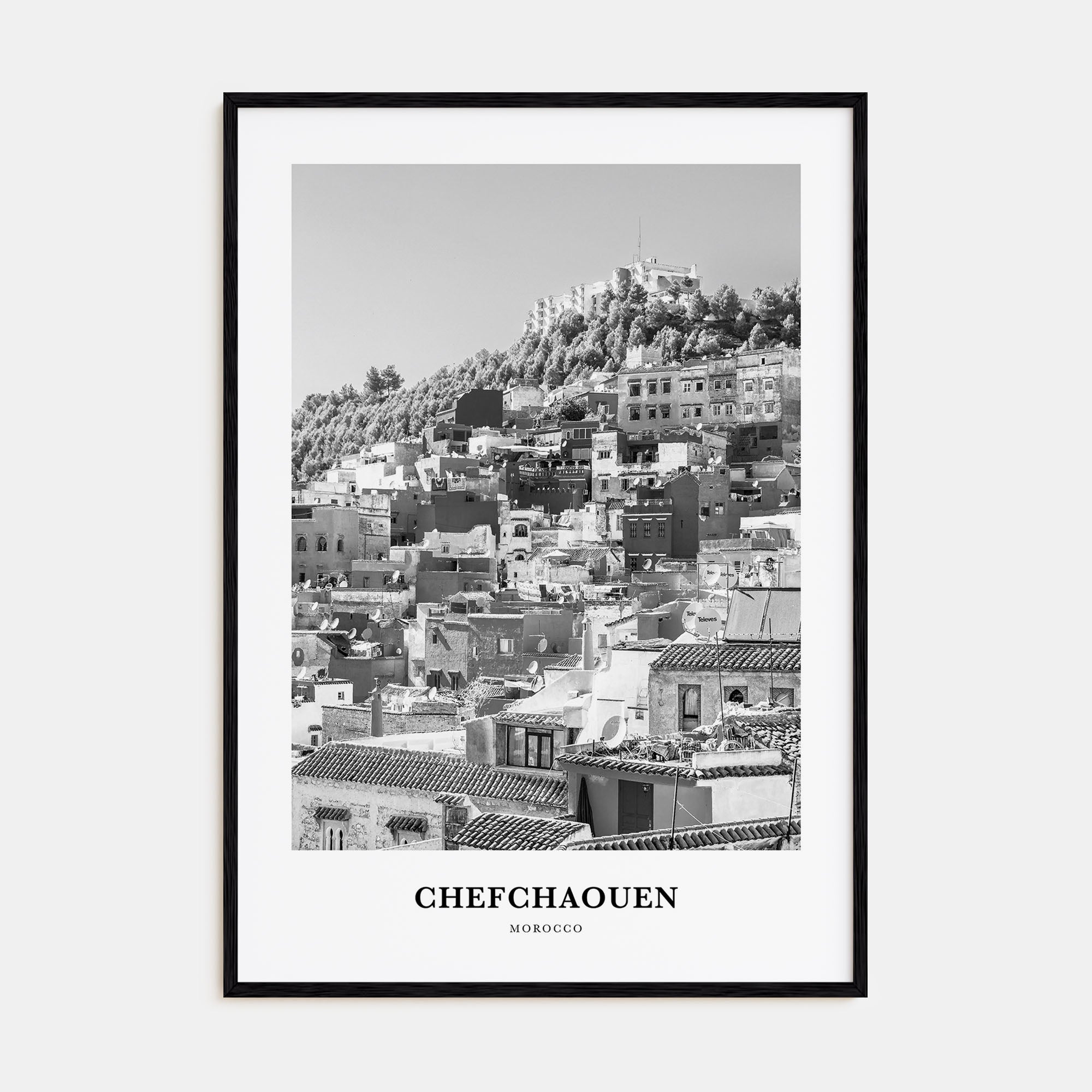 Chefchaouen Portrait B&W Poster