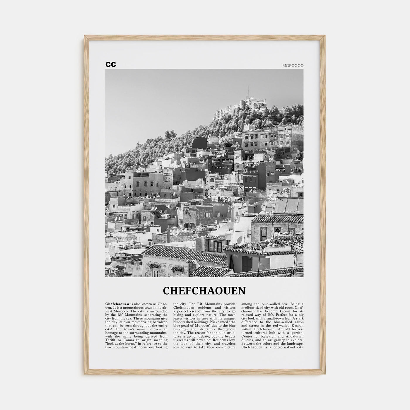 Chefchaouen Travel B&W Poster