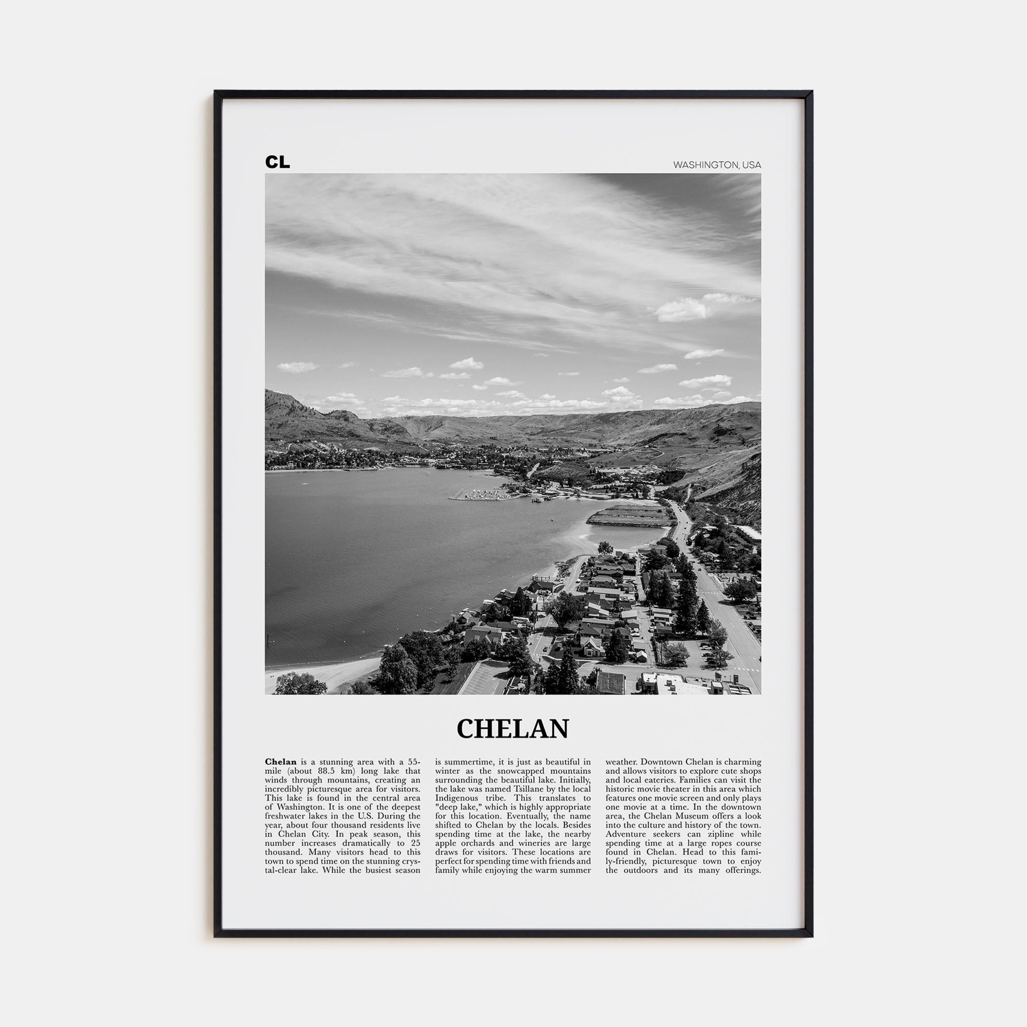 Chelan Travel B&W Poster