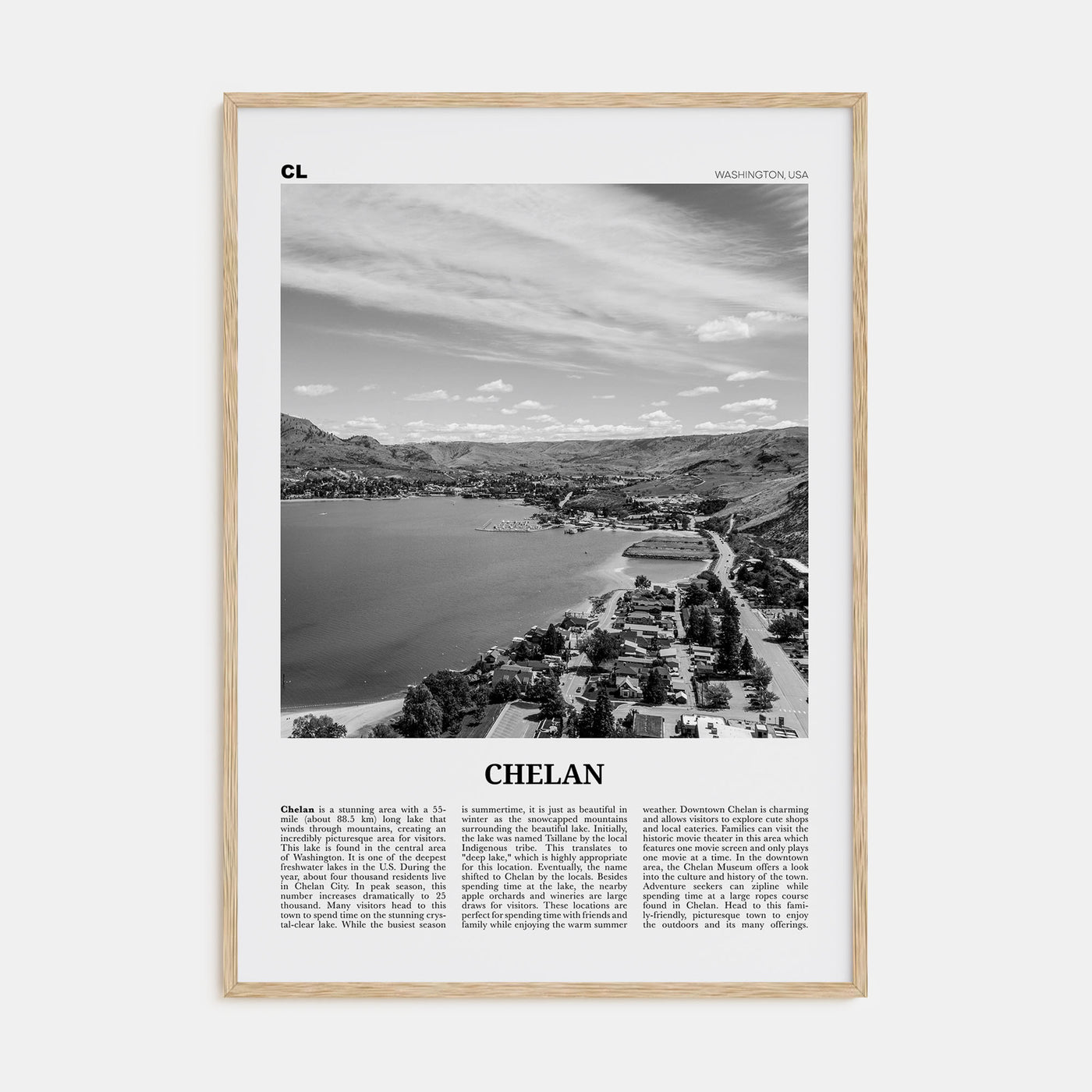 Chelan Travel B&W Poster