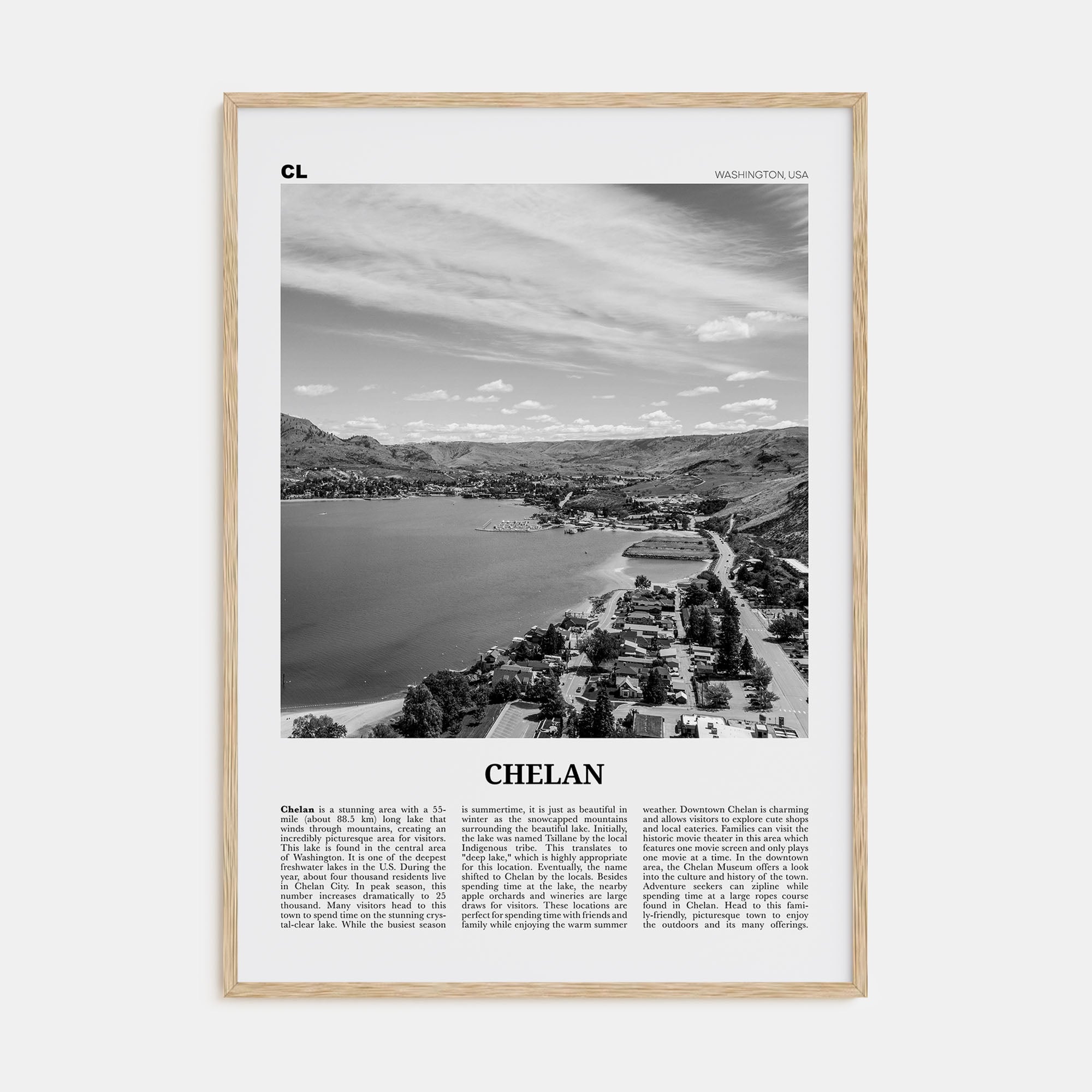Chelan Travel B&W Poster