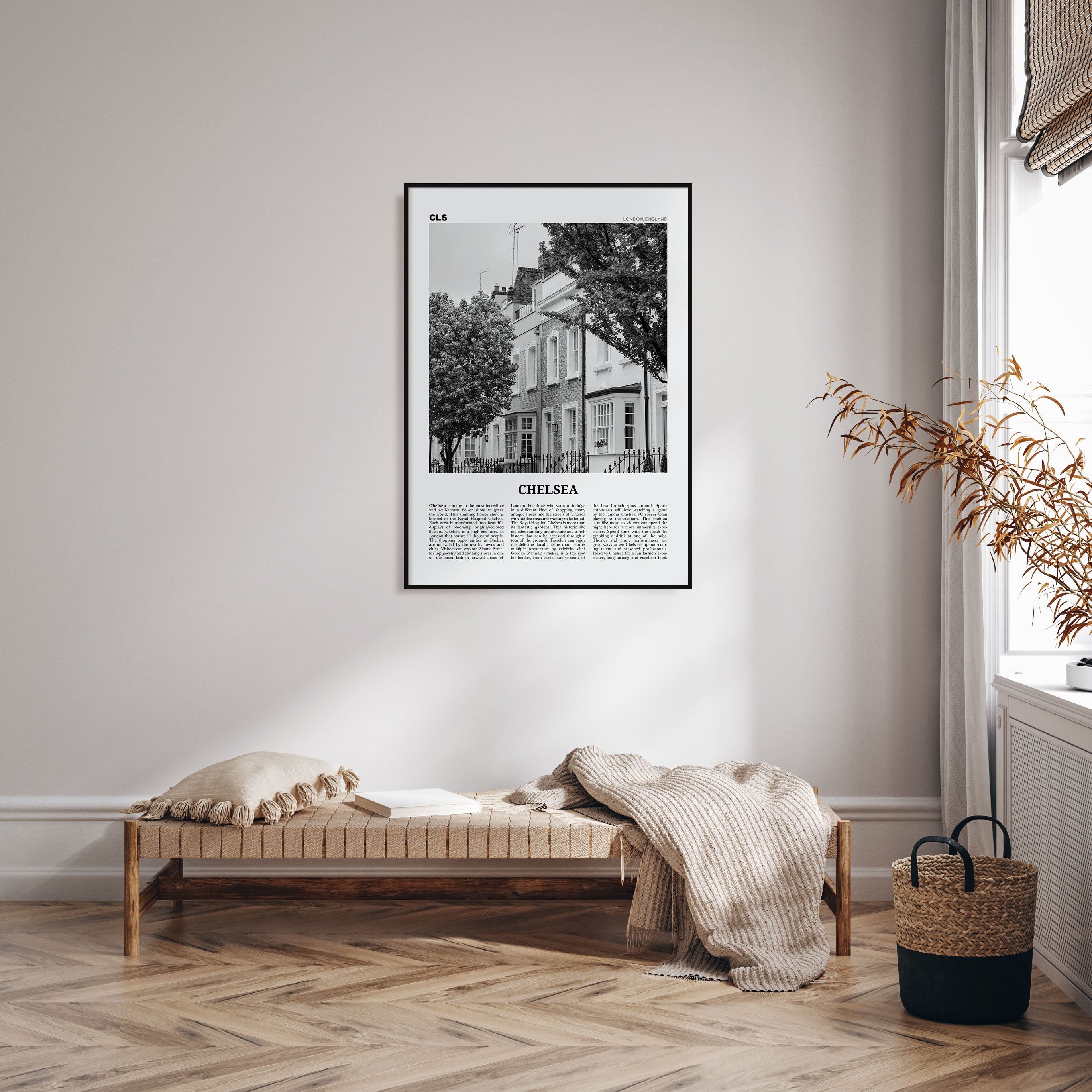 Chelsea, London Travel B&W Poster