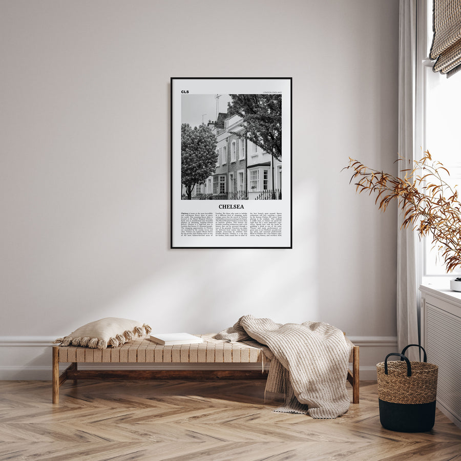 Chelsea, London Travel B&W Poster