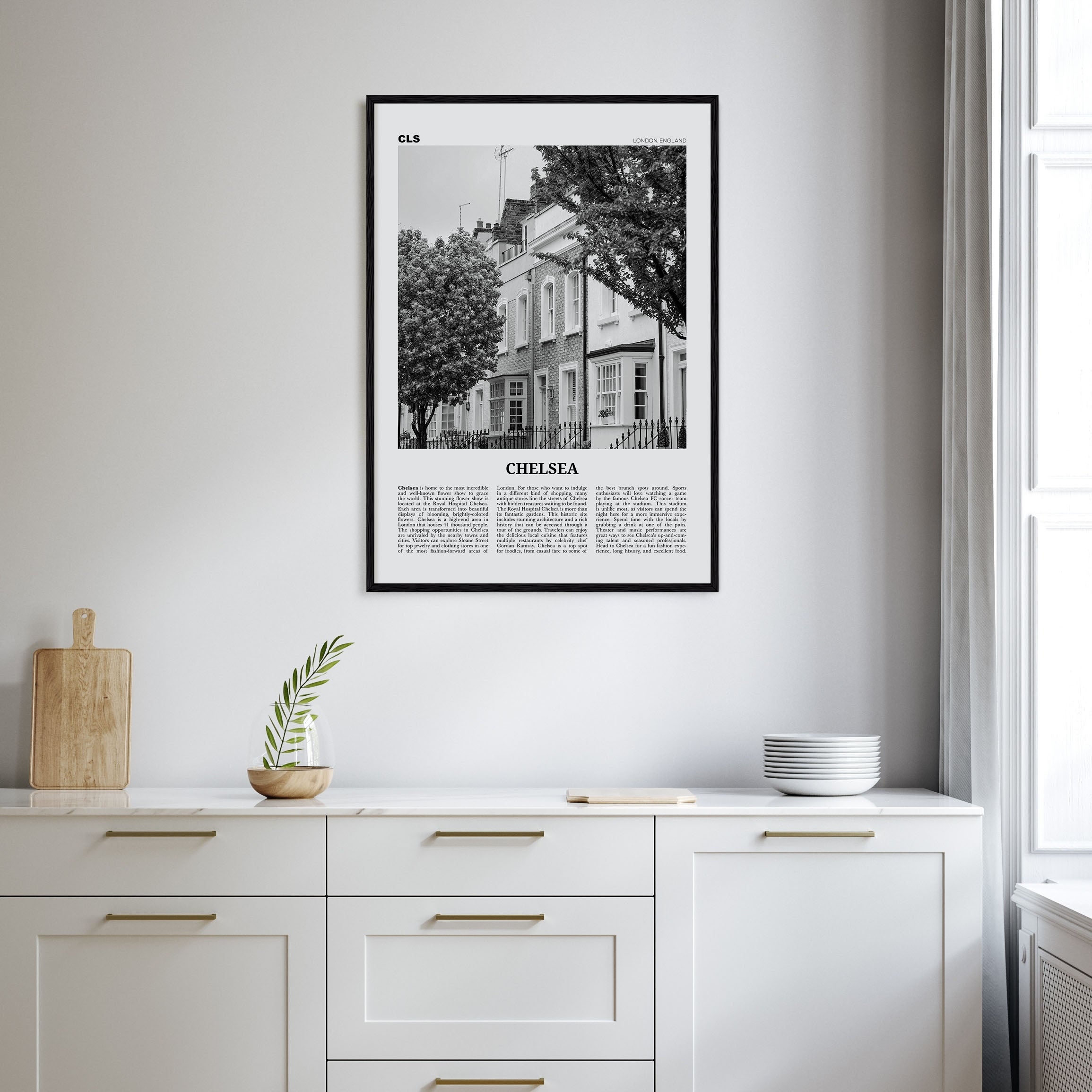 Chelsea, London Travel B&W Poster