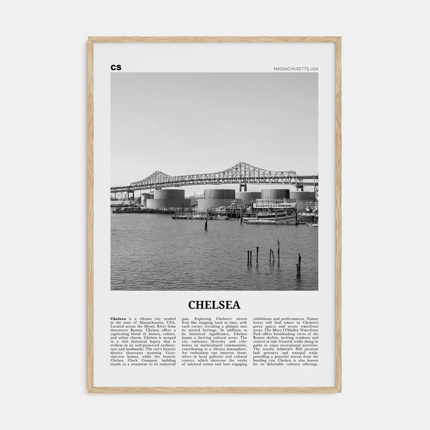Chelsea, Massachusetts Travel B&W Poster