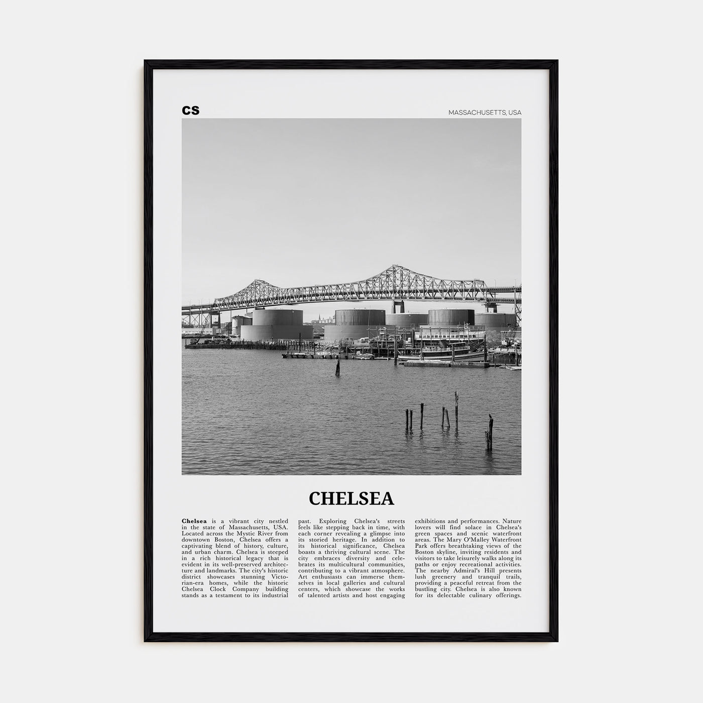 Chelsea, Massachusetts Travel B&W Poster