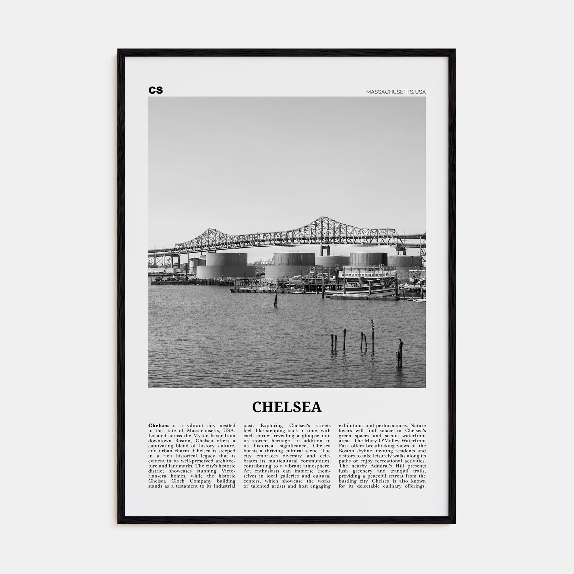 Chelsea, Massachusetts Travel B&W Poster