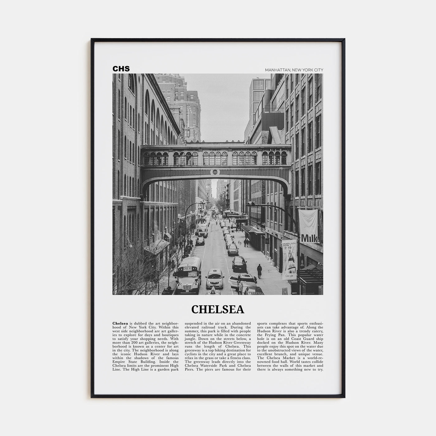 Chelsea, New York Travel B&W Poster