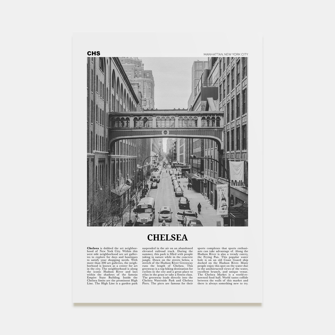 Chelsea, New York Travel B&W Poster